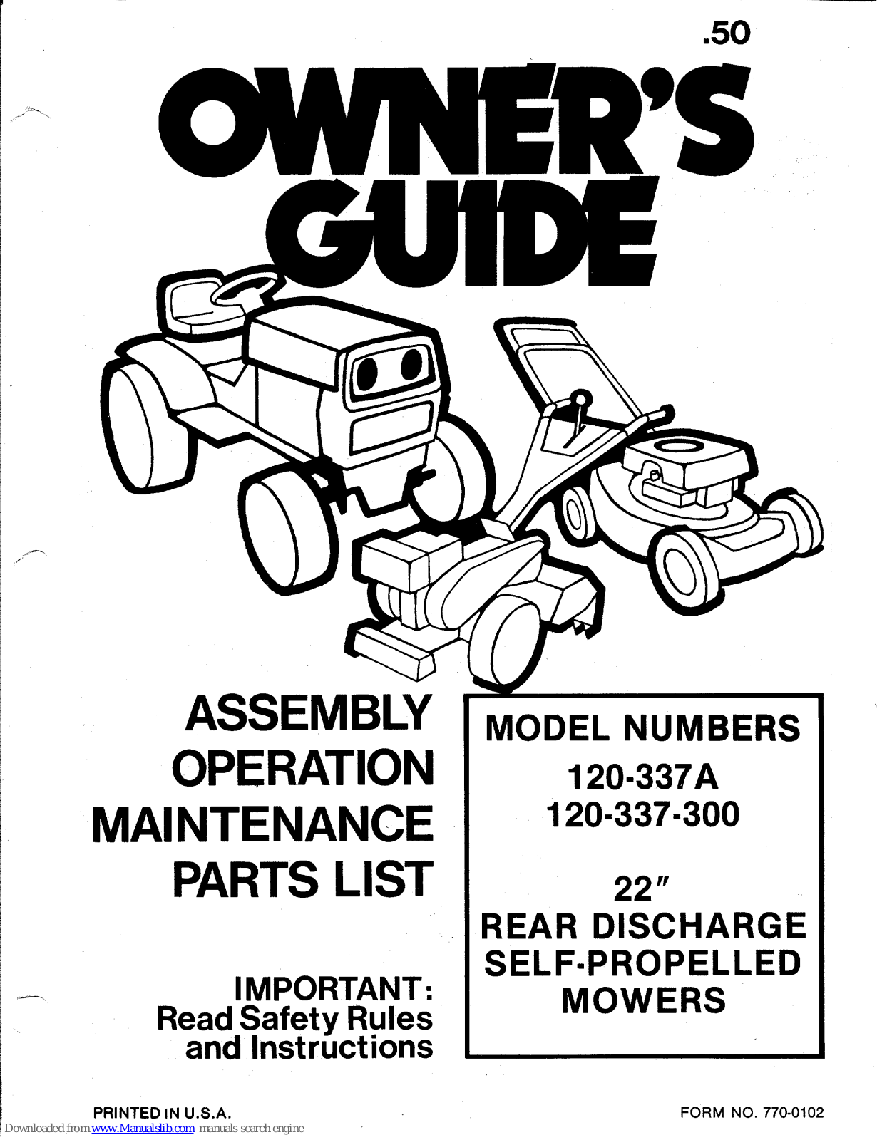 MTD 120-337-300, 120-337A Owner's Manual