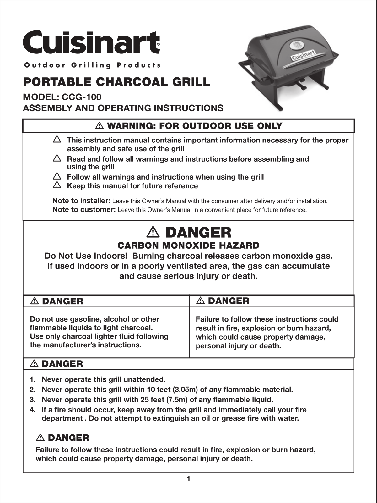 Cuisinart CCG-100 User Manual