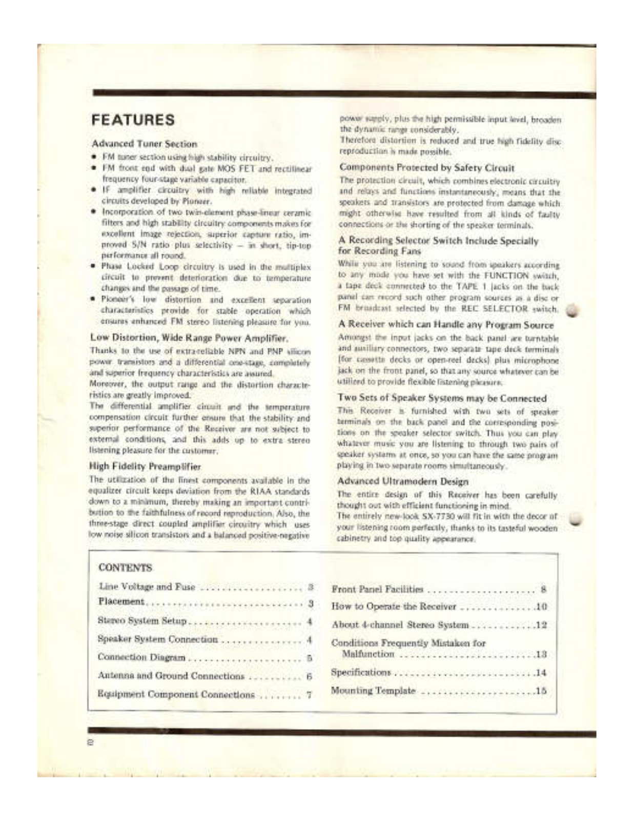 Pioneer SX-7730 Owners manual