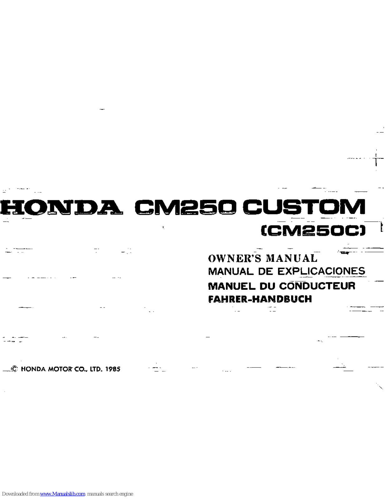 Honda CM250 Custom (1985) Owner's Manual