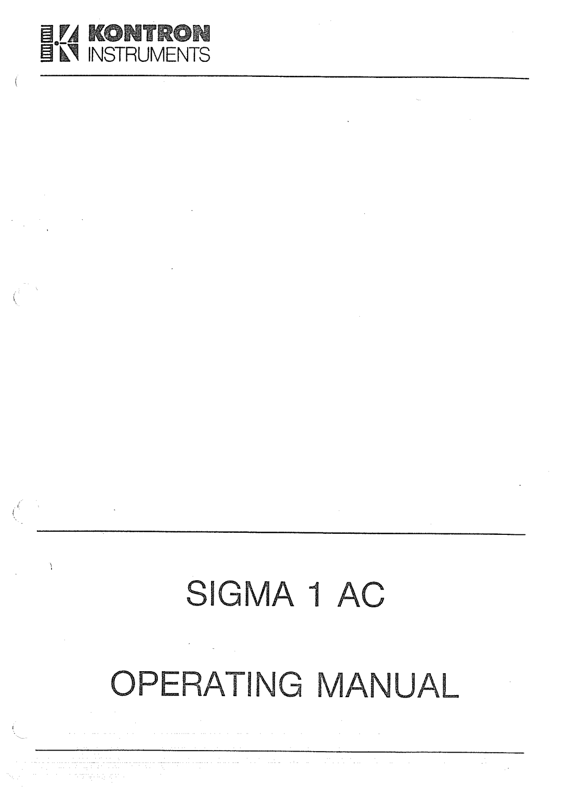 Kontron Sigma 1 AC User Manual