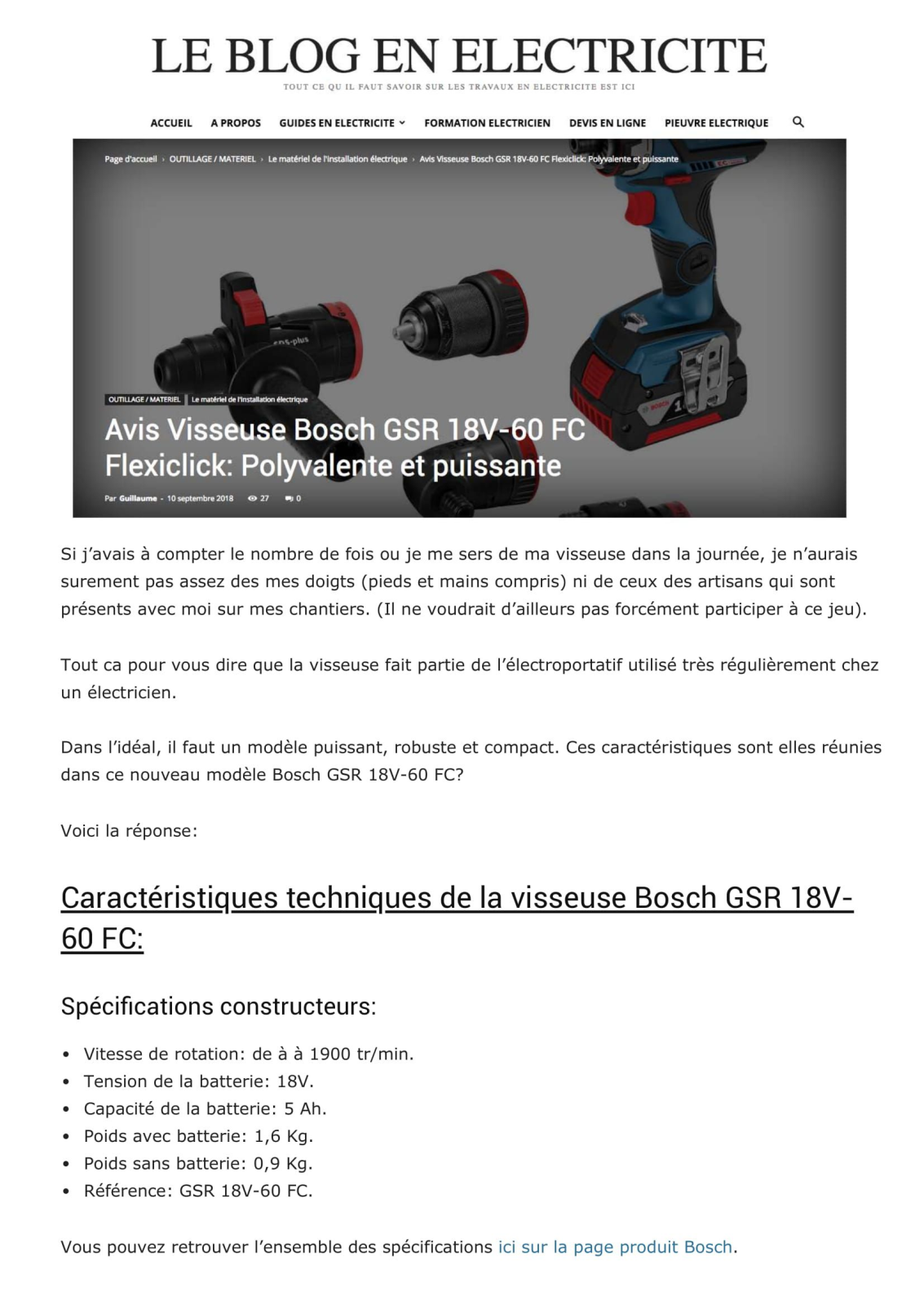 Bosch GSR 18V-60 FC User Manual