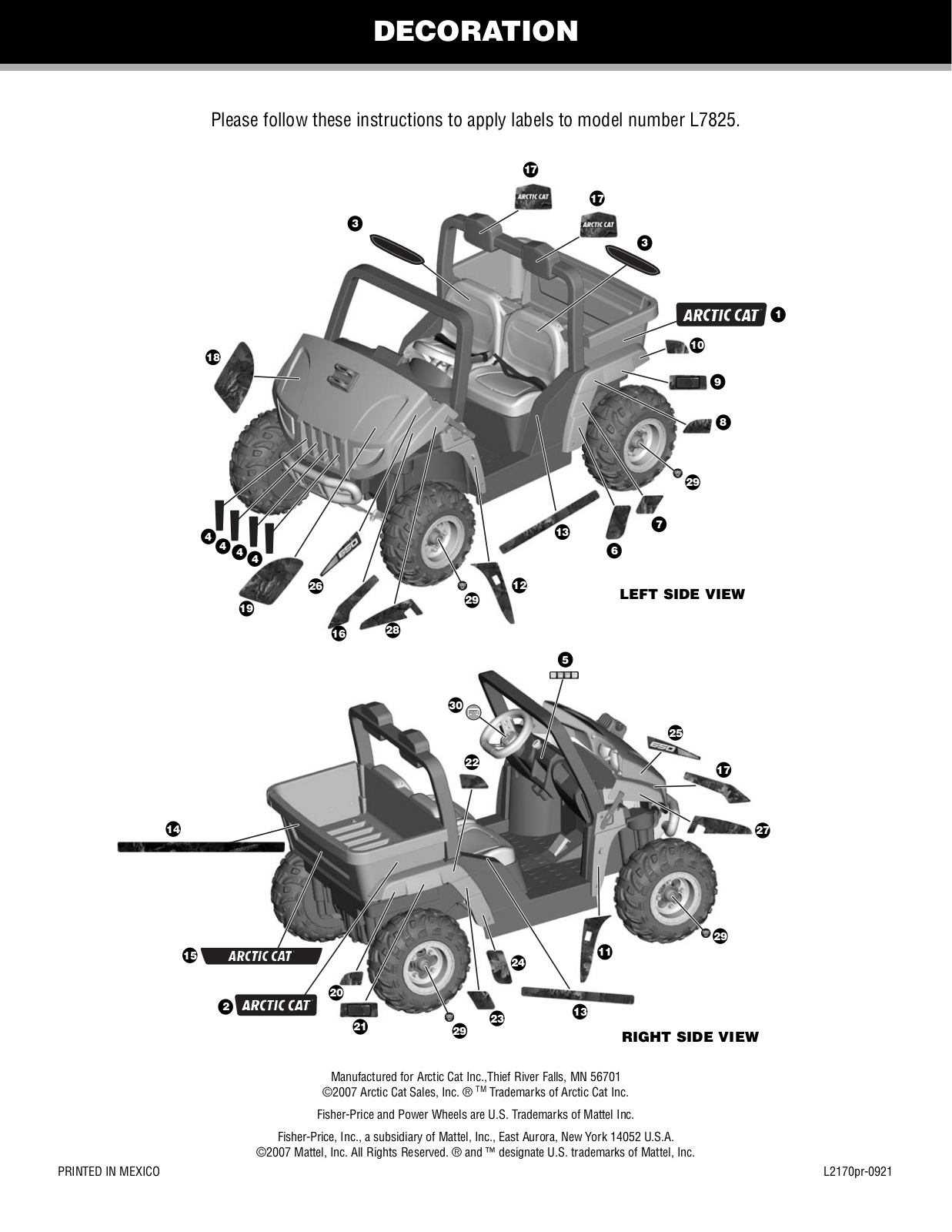 Arctic Cat L7825 User Manual