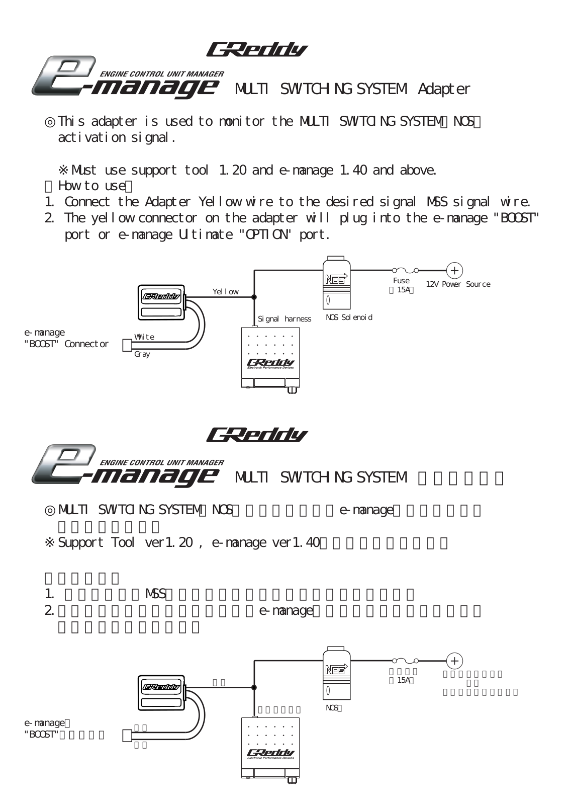 GReddy e-Manage  MSS Multi Switching Sensor Adapter User Manual