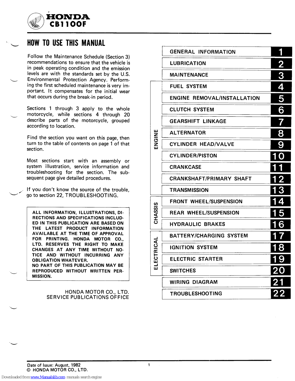 Honda CB1100F Service Manual