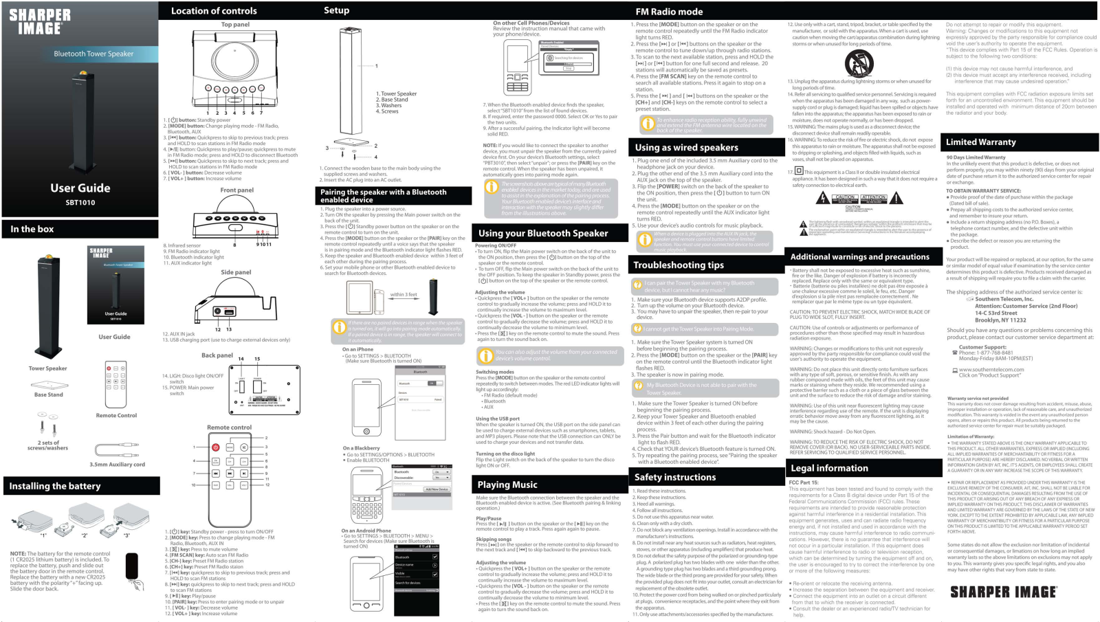 Sharper image SBT1010 User Manual