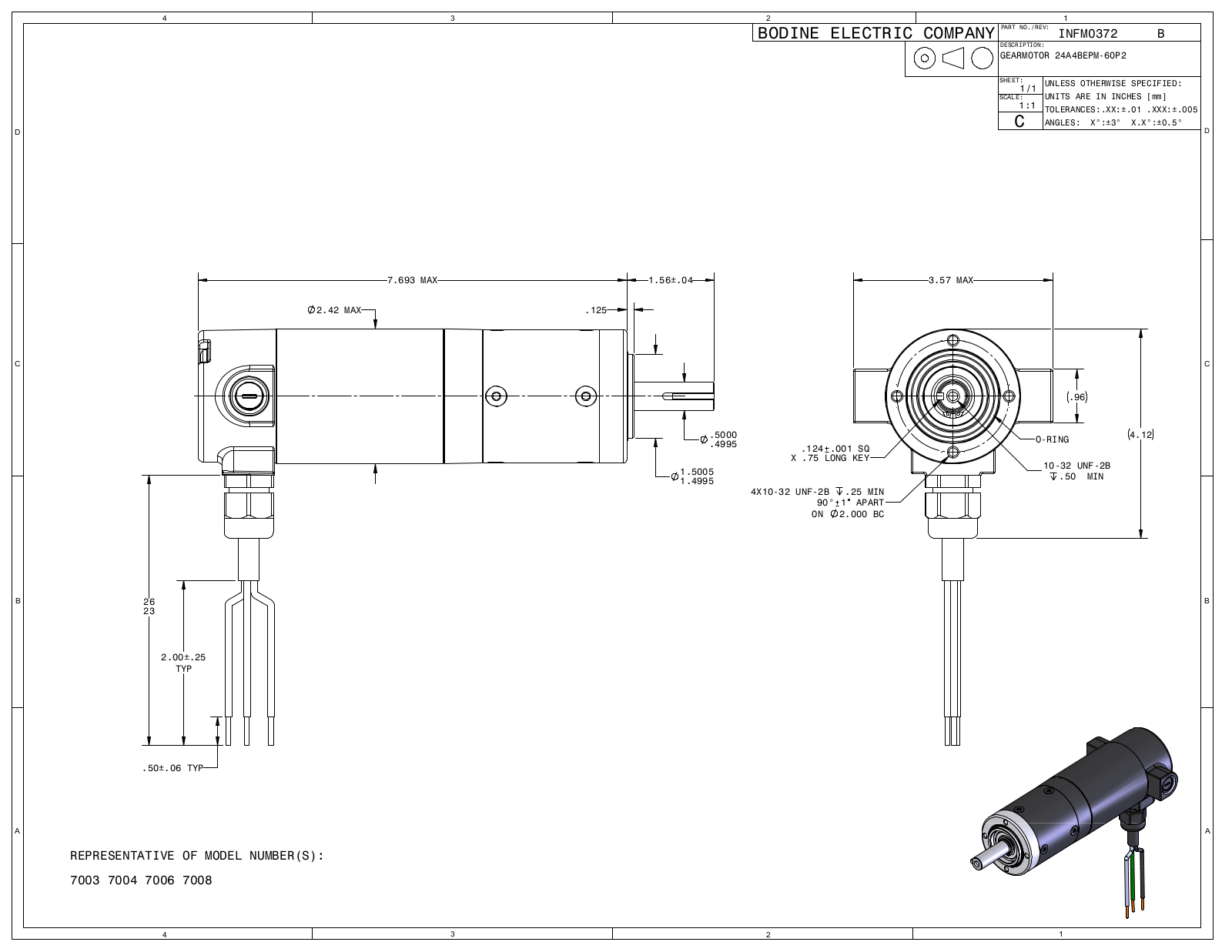 Bodine 7003, 7004, 7006, 7008 Reference Drawing