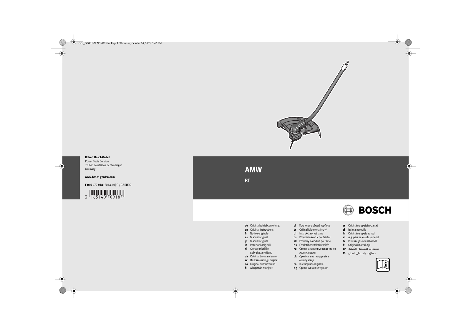 Bosch AMW RT Instruction manual