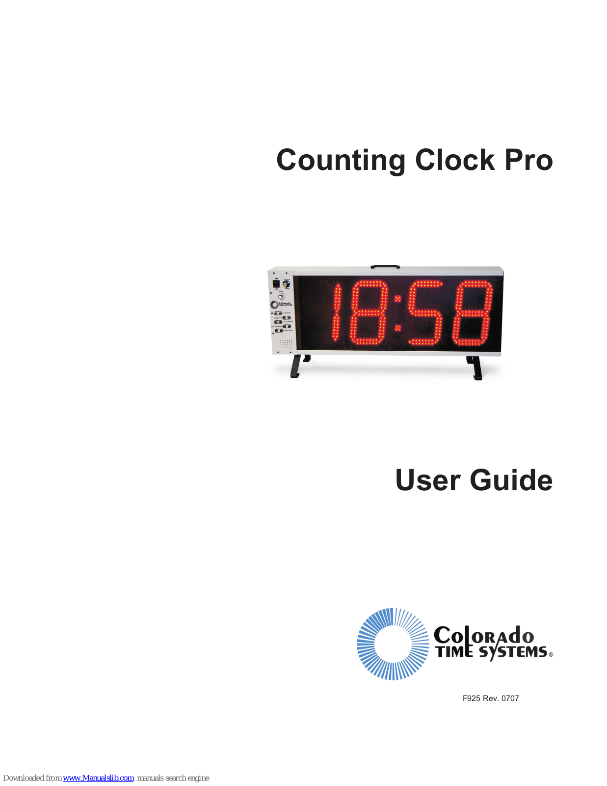 Colorado time systems Counting Clock Pro User Manual