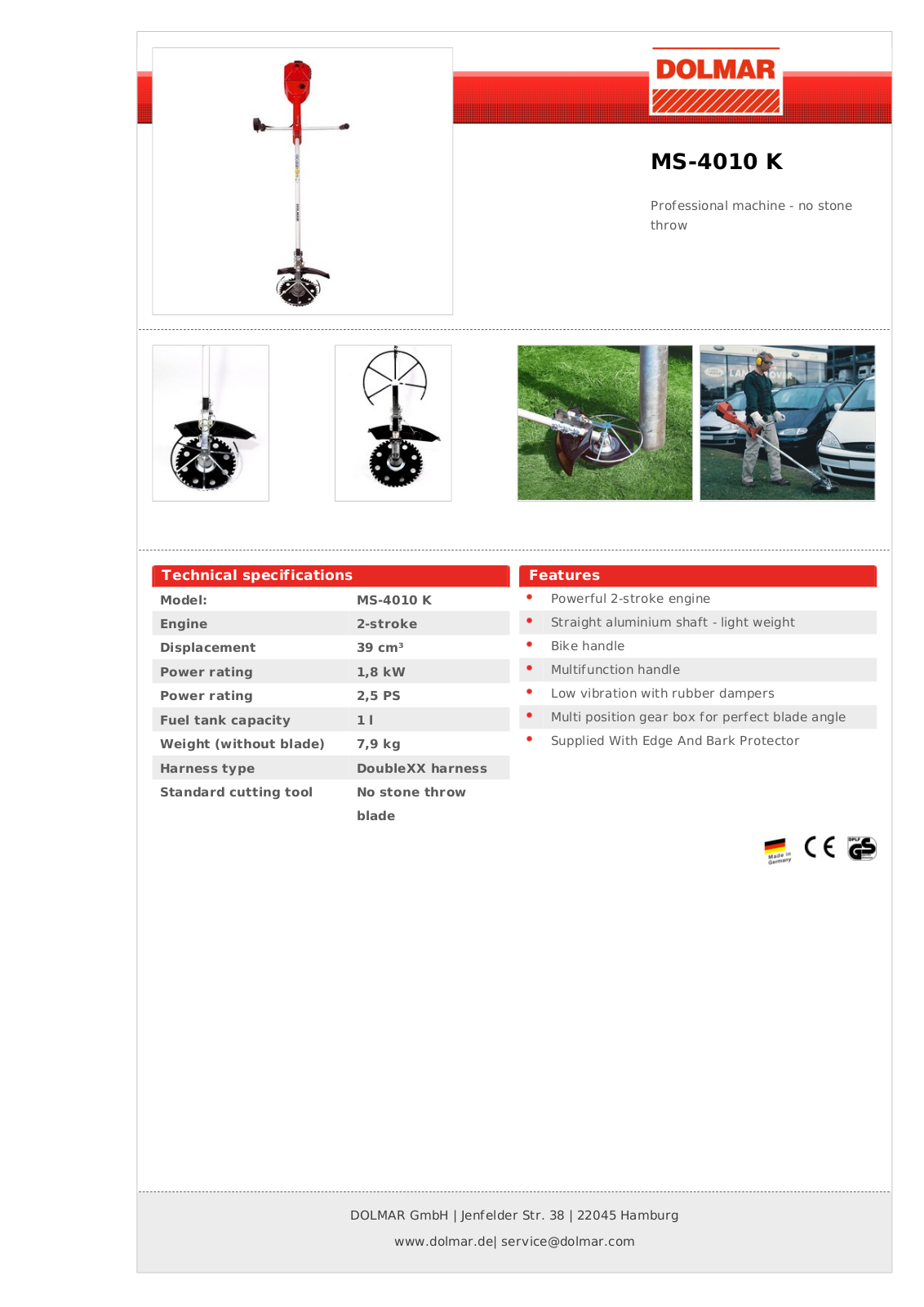 Dolmar MS-4010 K Technical specifications