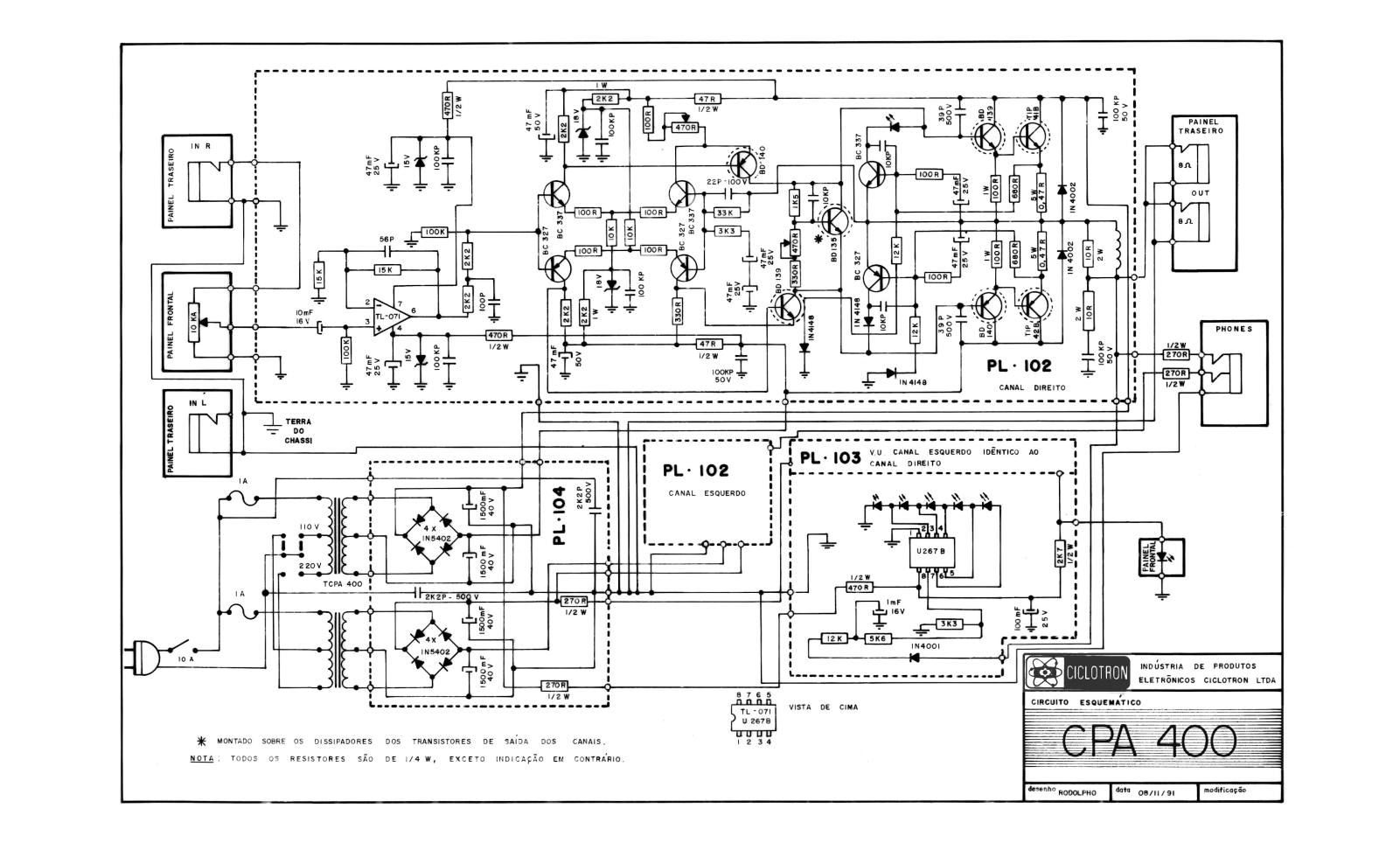 CICLOTRON CPA400 Schematic