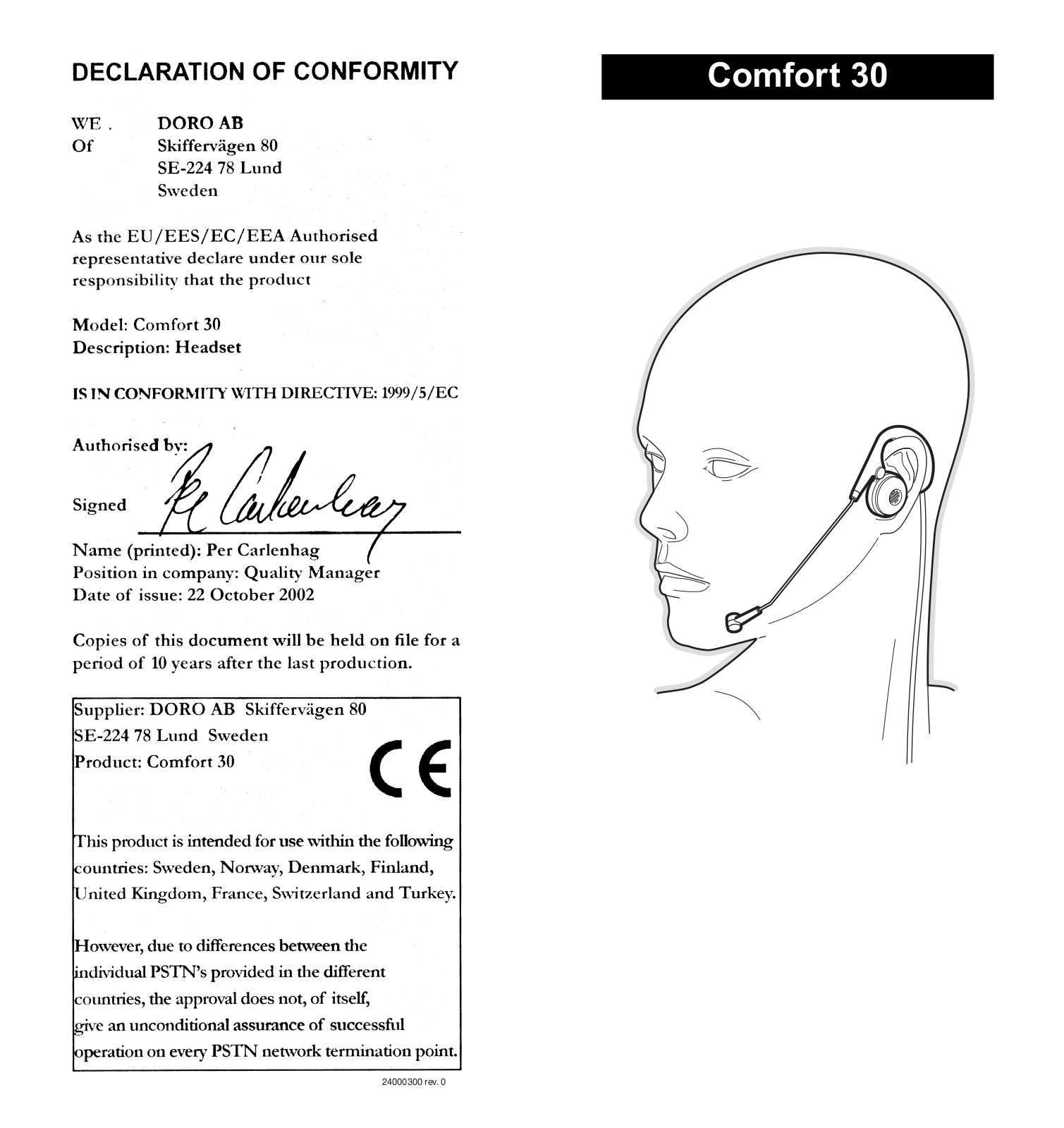 DORO Comfort 30 User Manual