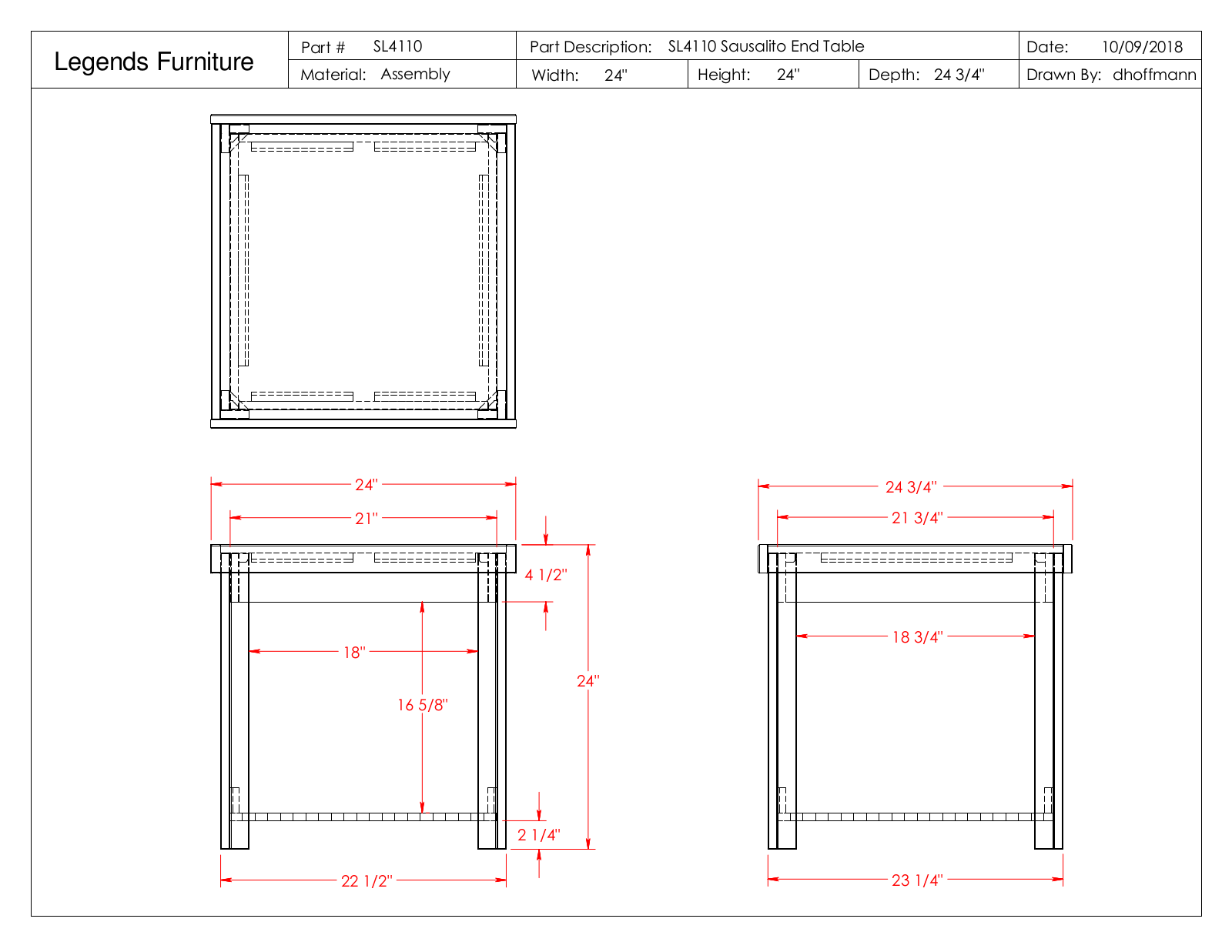 Legends Furniture SL4110 Specification Sheet