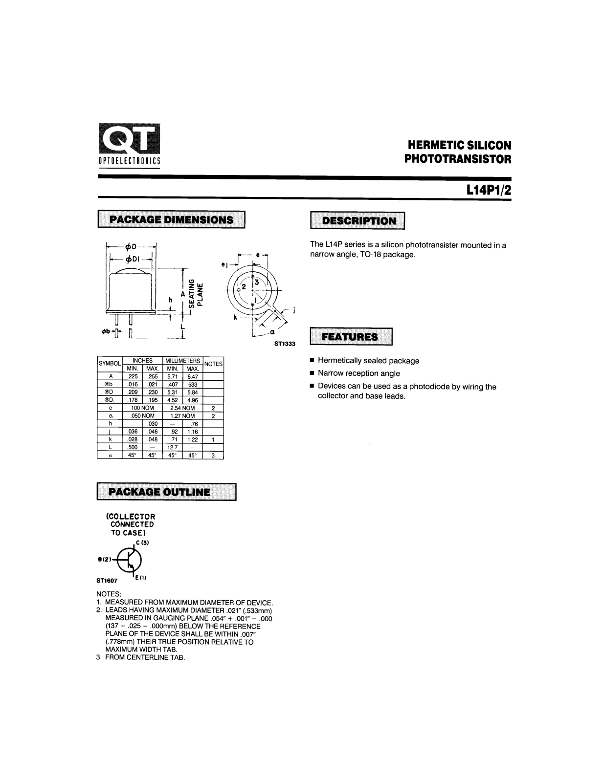 QT L14P2, L14P1 Datasheet