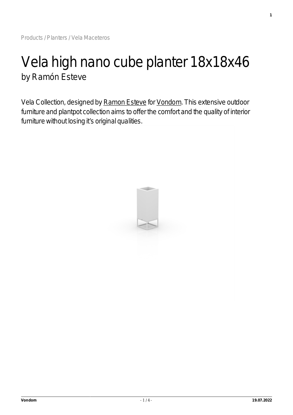 Vondom UCZW3044 Specifications - ManualMachine.com