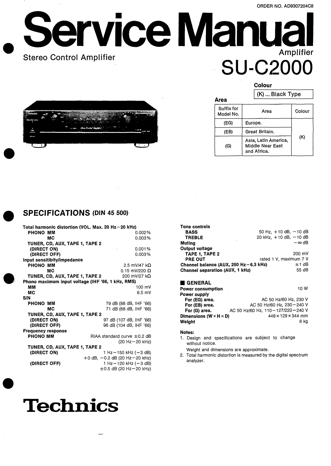 Technics SUC-2000, SUC-2000 Service manual