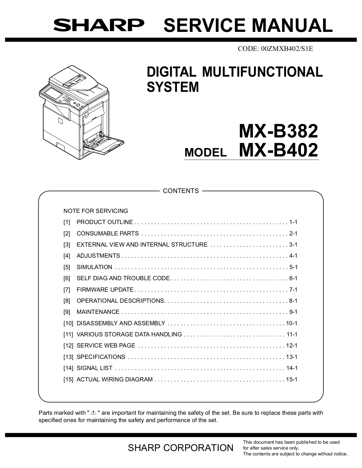 Sharp MX-B382, MX-B402 Service Manual