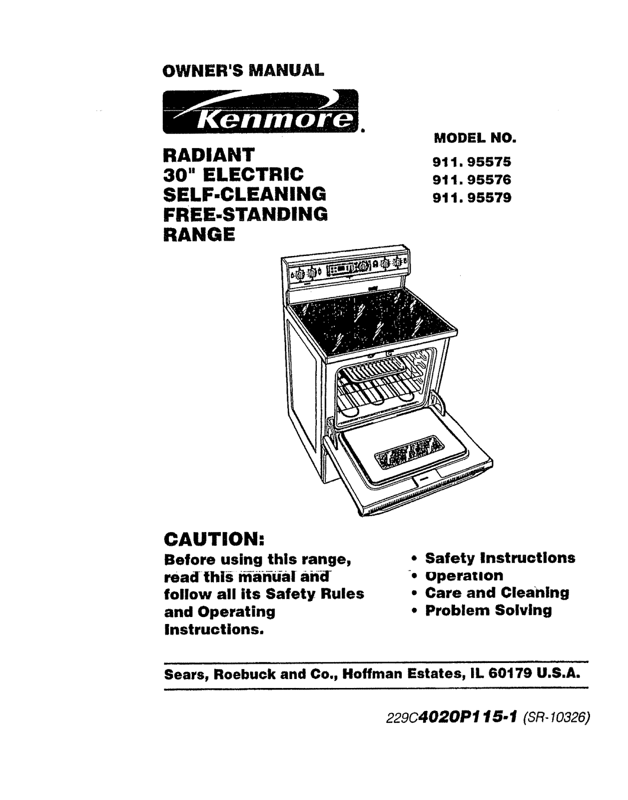 Kenmore 91195575790, 91195576790, 91195579790 Owner’s Manual