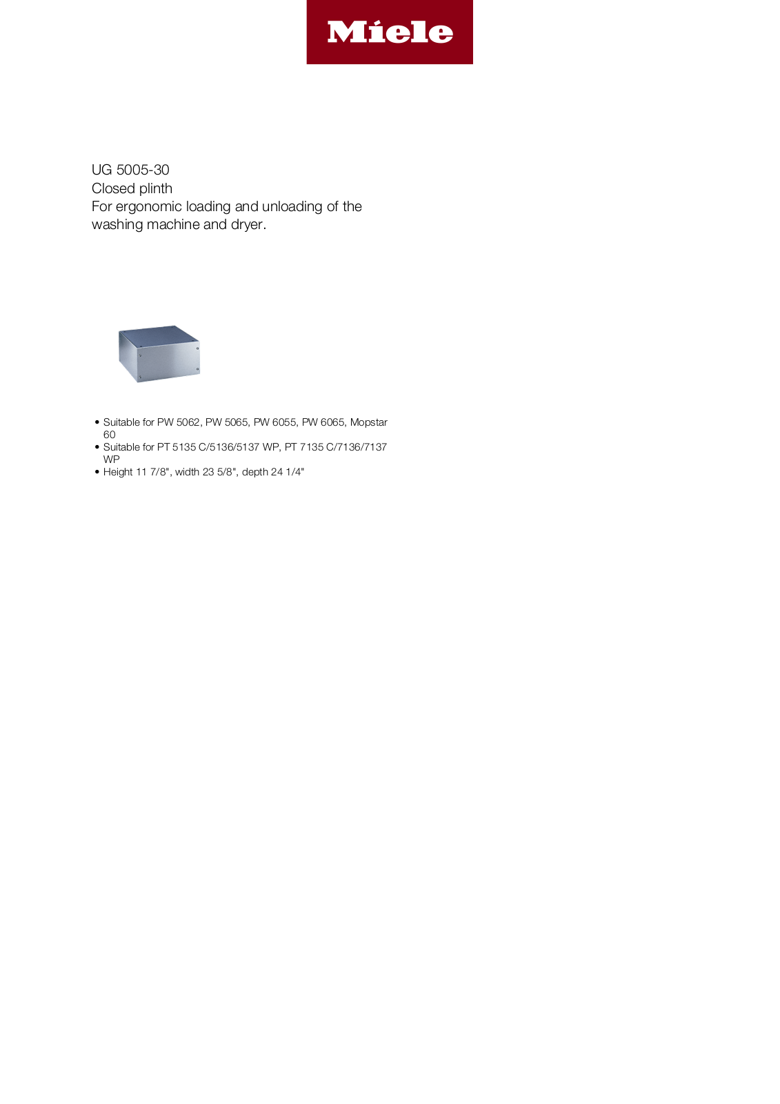 Miele UG 5005-30 Product Sheet