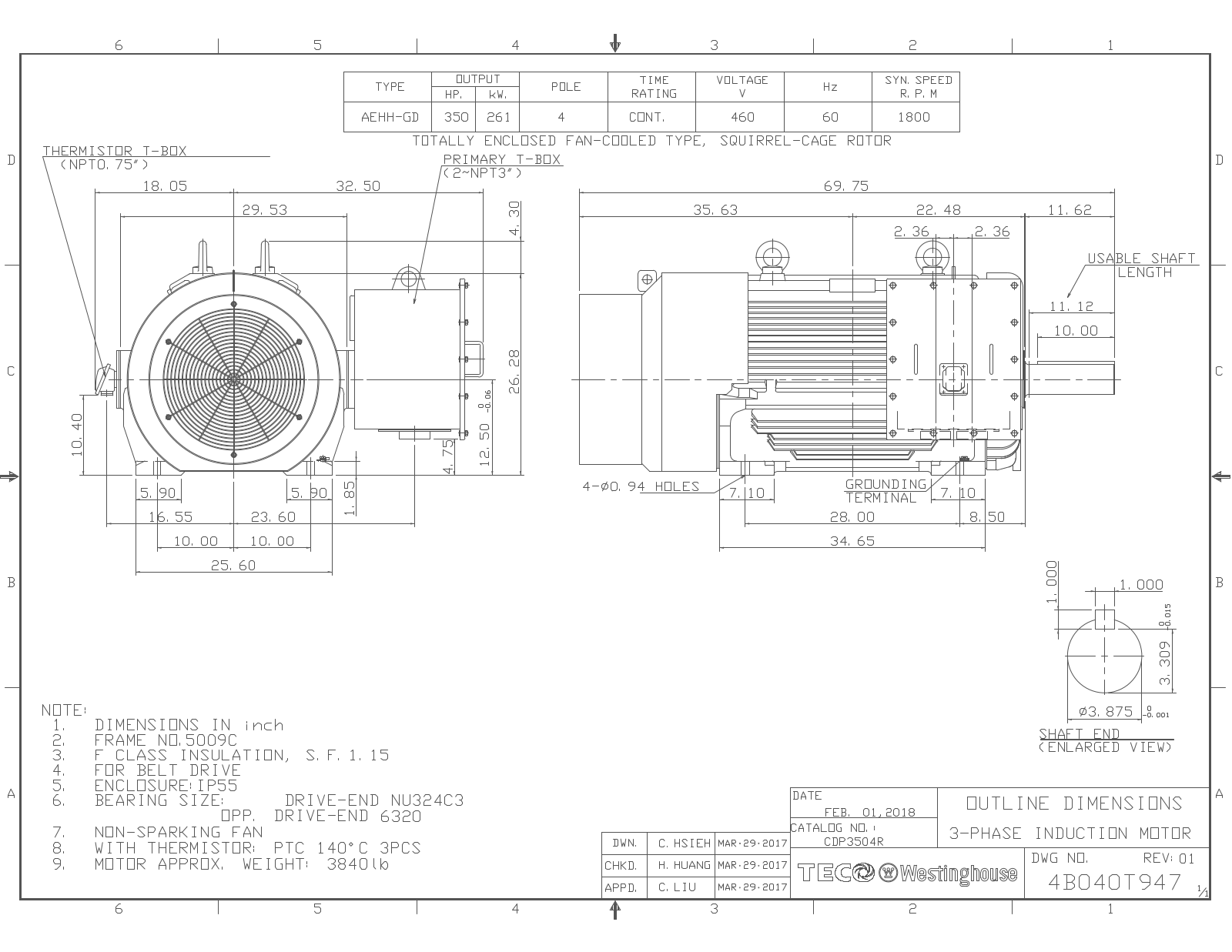 Datasheet CDP3504R Reference Drawing (Teco) - ManualMachine.com