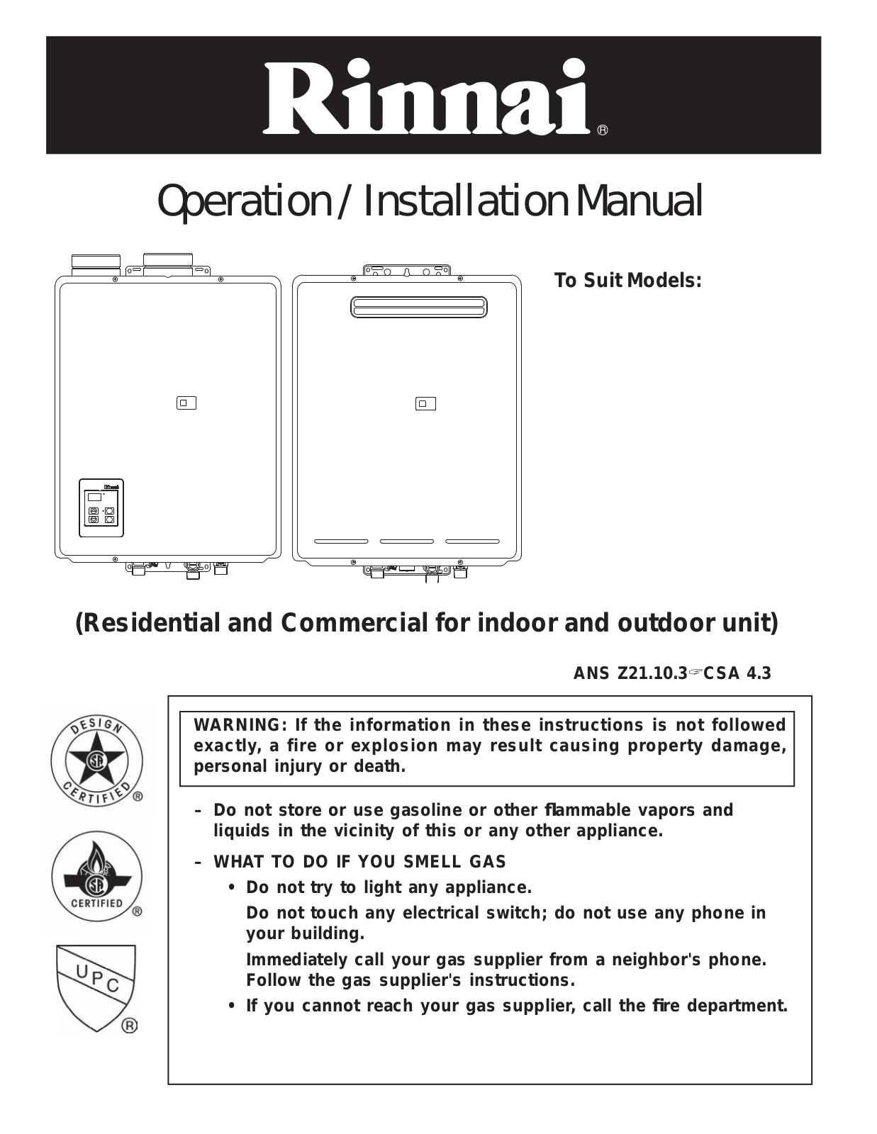 Rinnai V3237FFU User Manual