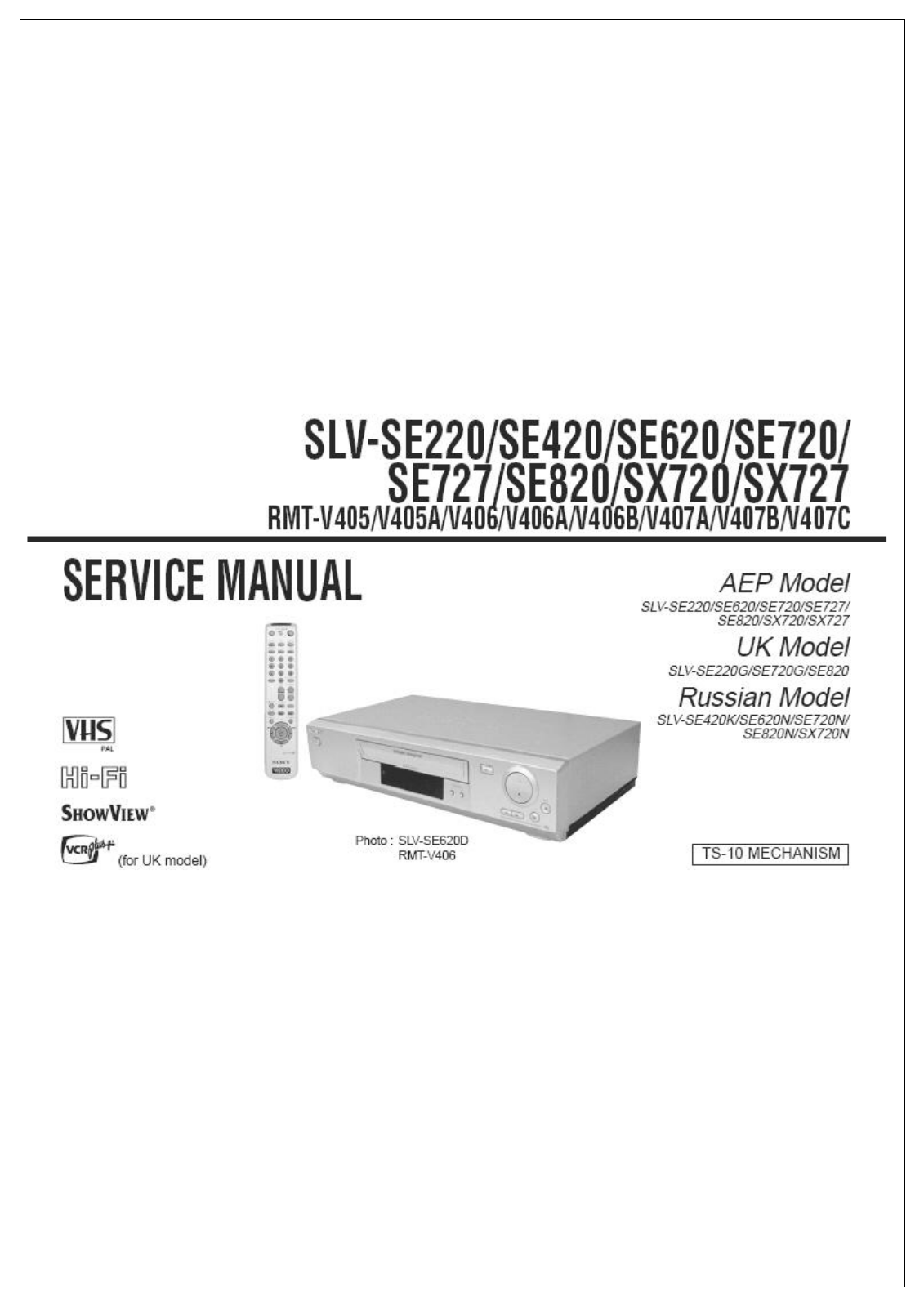 Sony SLV-SE220, SLV-SE420, SLV-SE620, SLV-SE720, SLV-SE727 Service manual