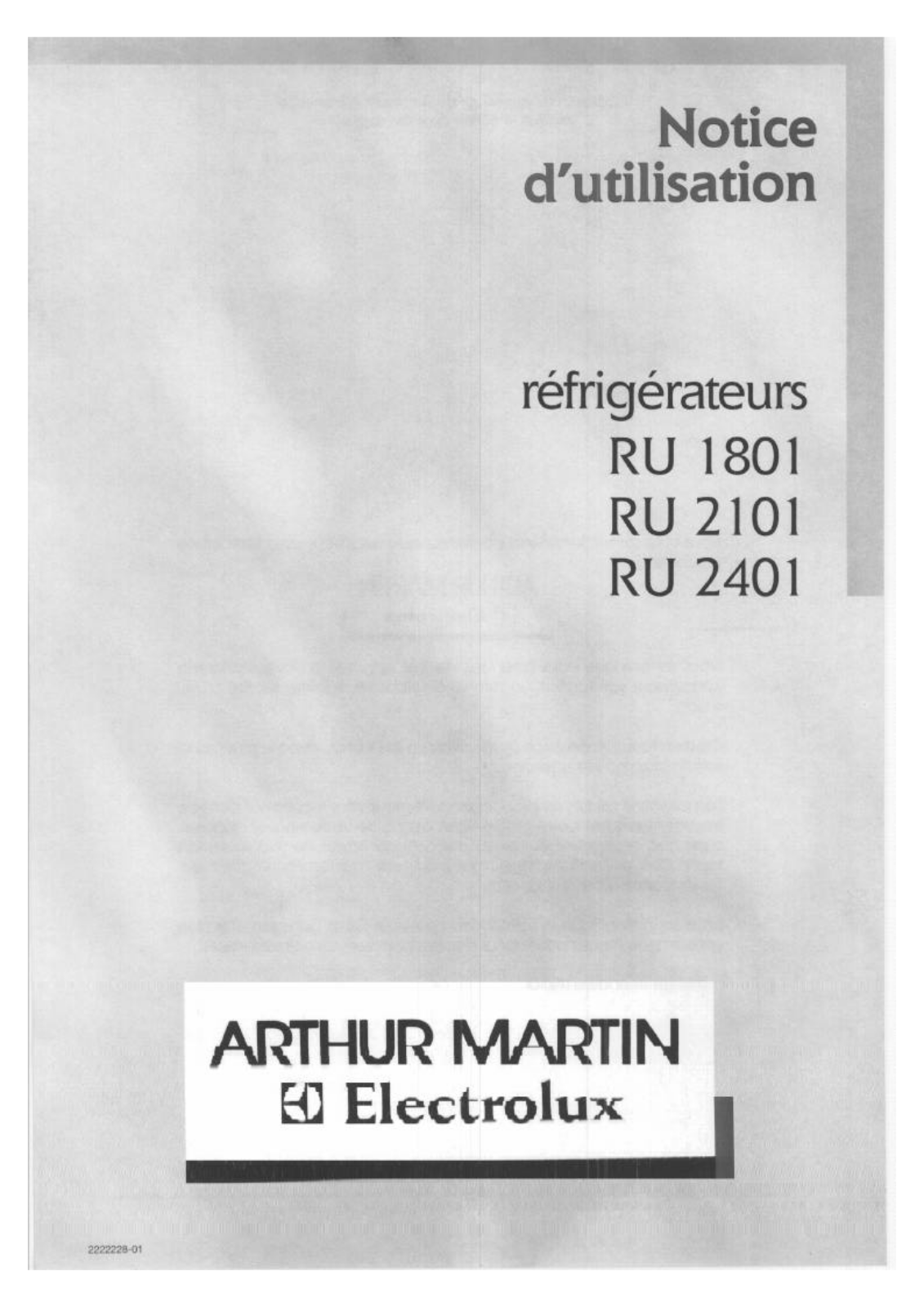 Arthur martin RU1801 User Manual