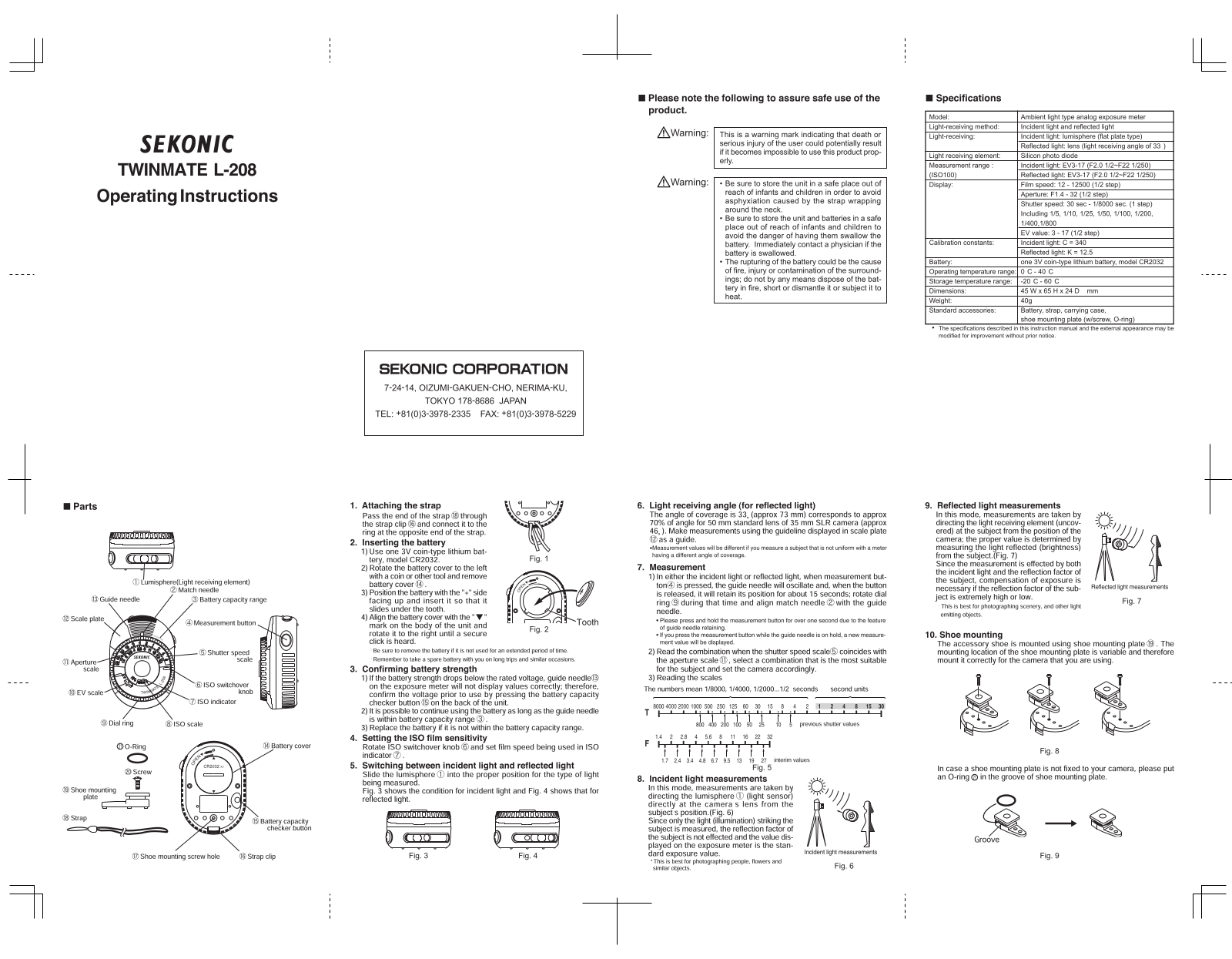 Sekonic 401-208 User manual