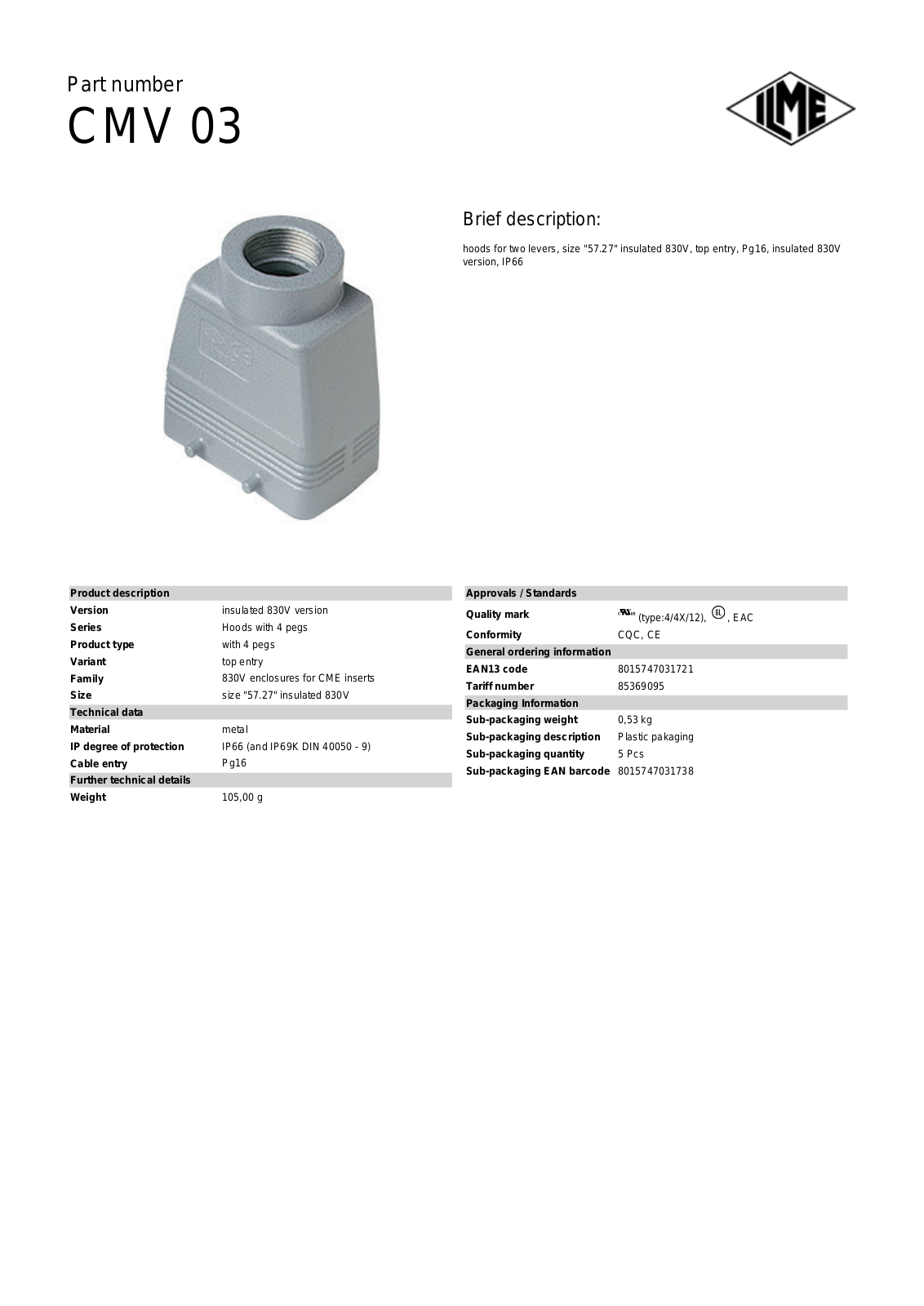 ILME CMV-03 Data Sheet