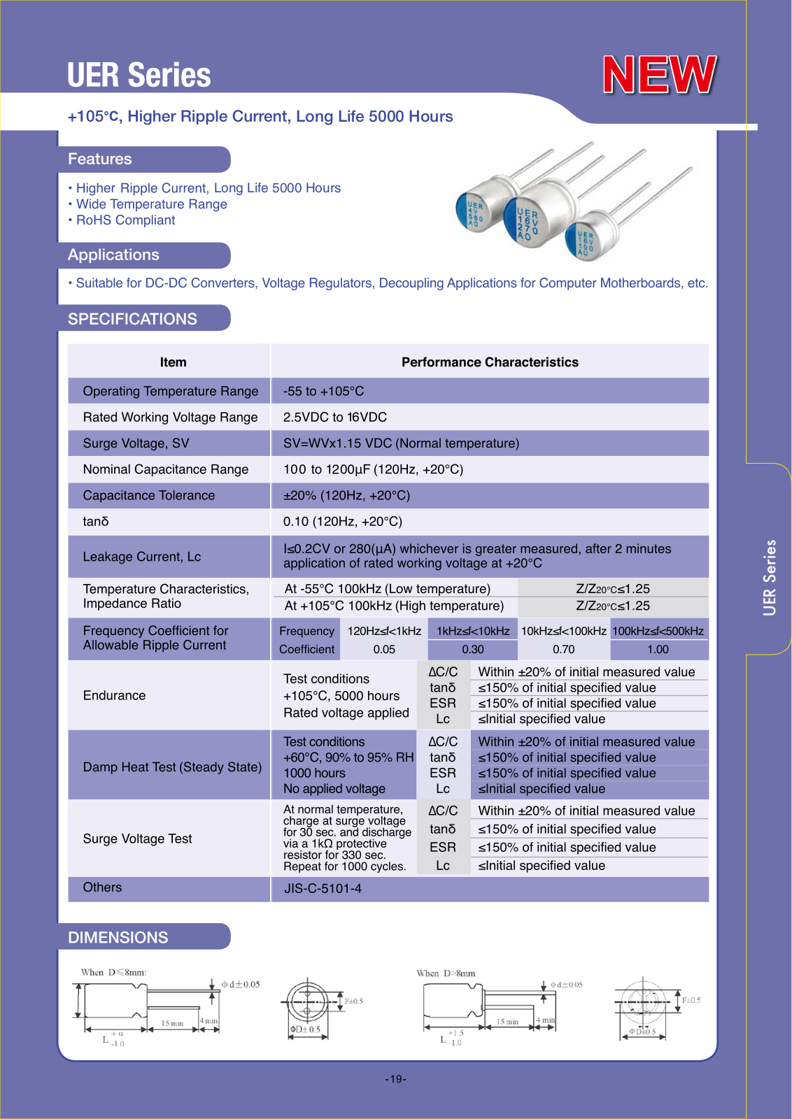Datasheet Samxon.X-CON [polymer thru-hole] UER Series Datasheet - ManualMachine.com