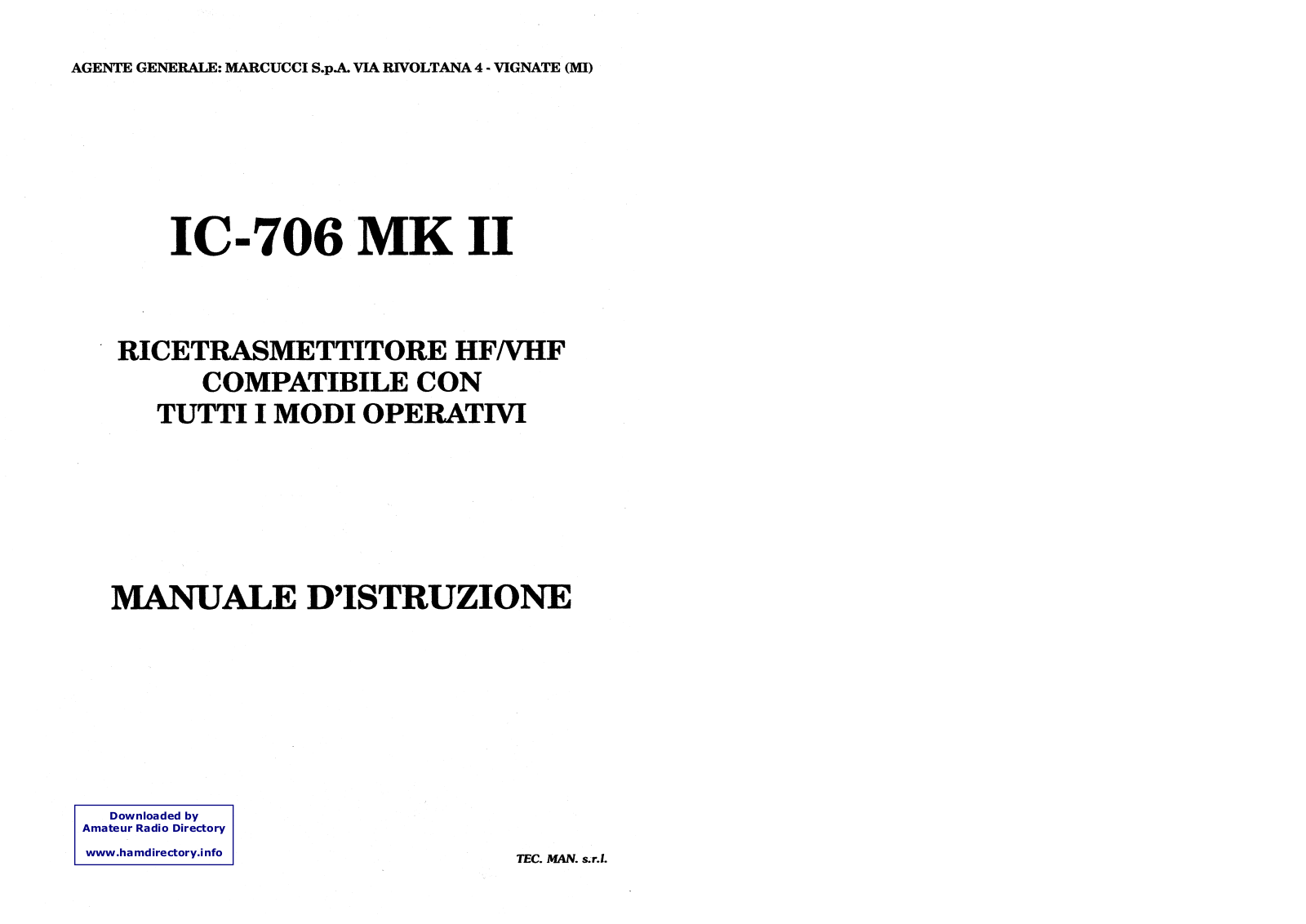ICOM IC-706Mk2 User guide