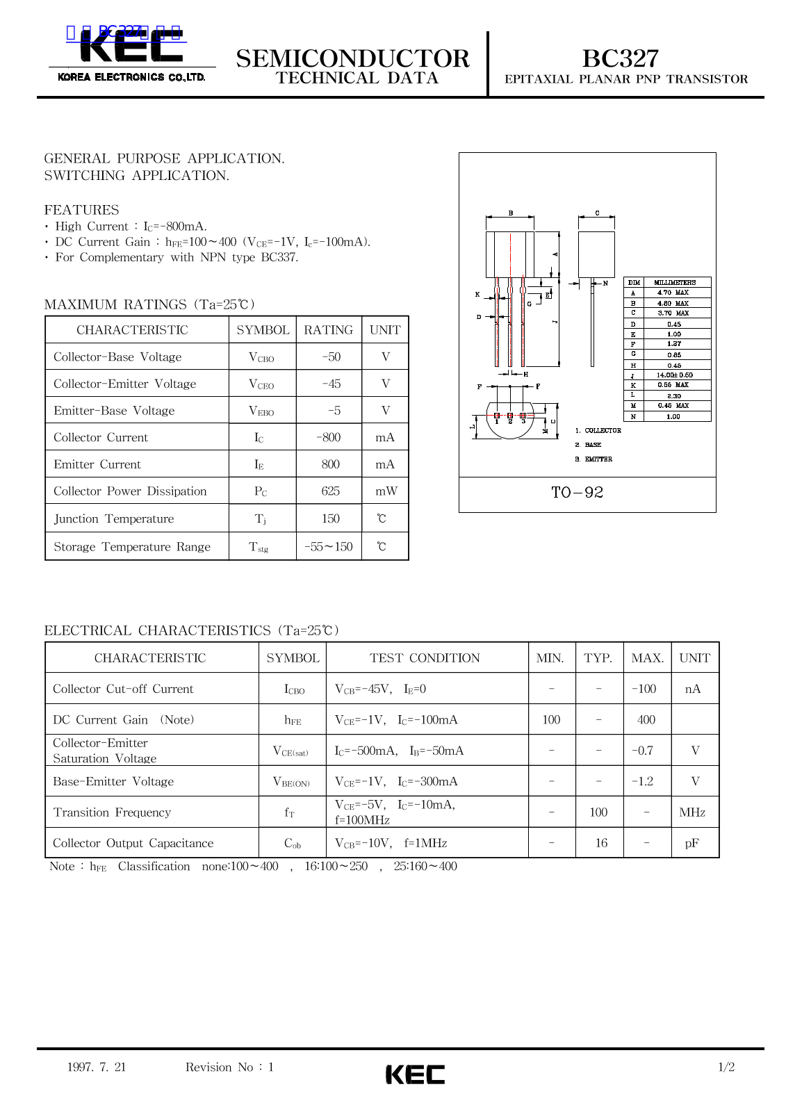 KEC BC327 User Manual