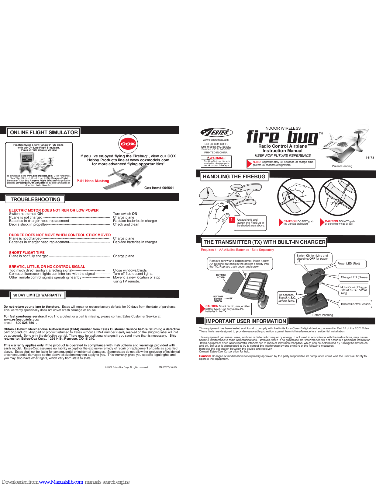 Estes Fire Bug Instruction Manual