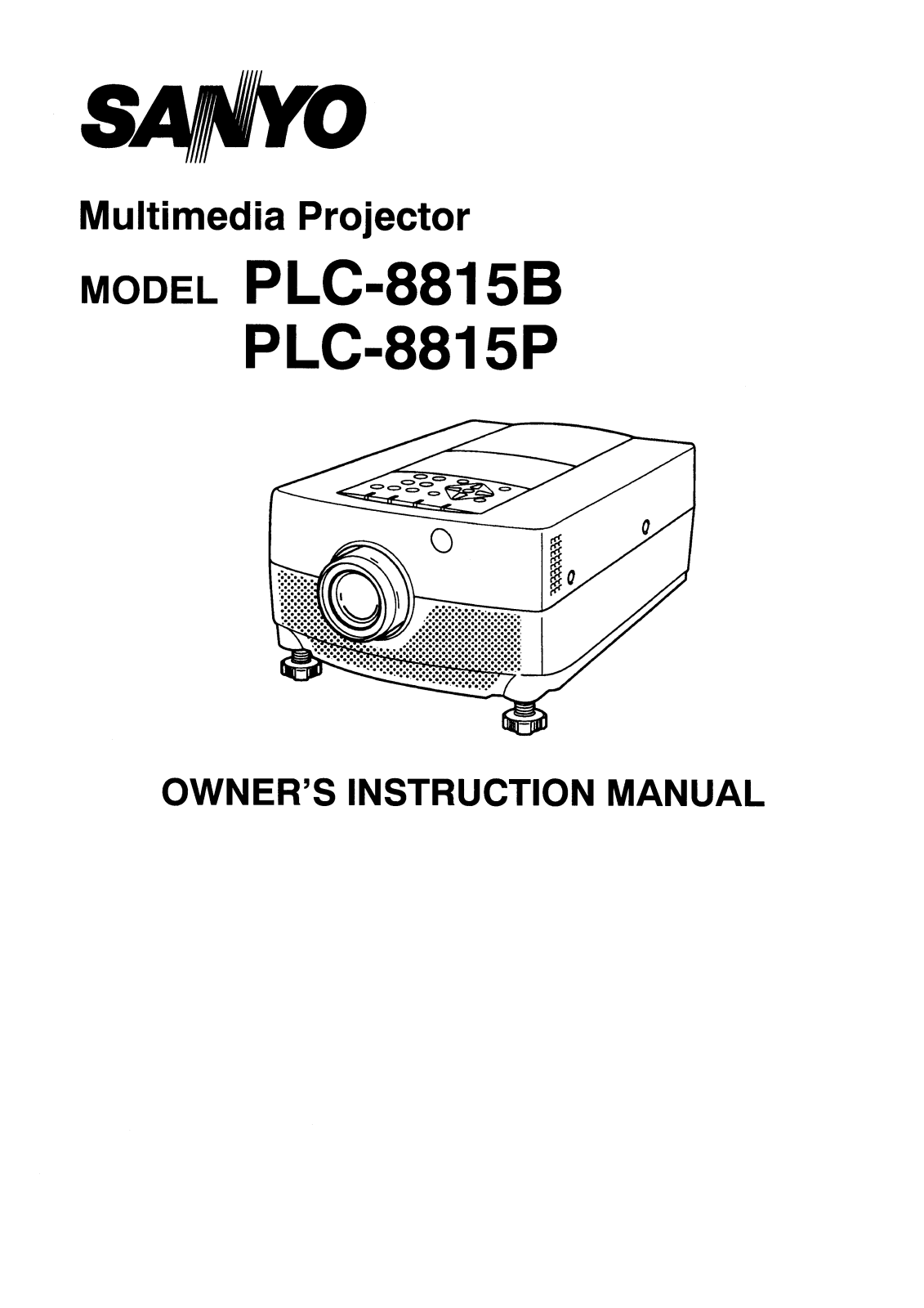 Sanyo PLC-8815B, PLC-8815P Instruction Manual