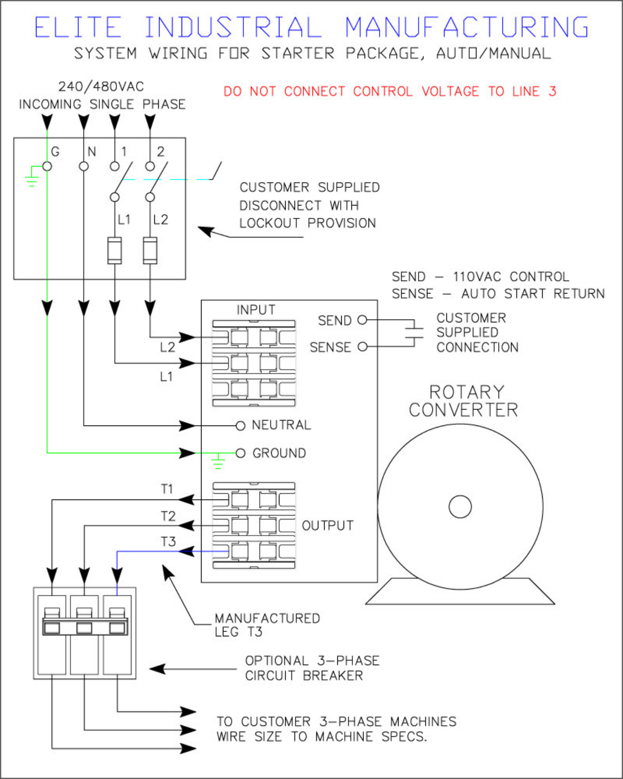 Elite Industrial Mfg. System wiring for starter package Wiring Diagrams