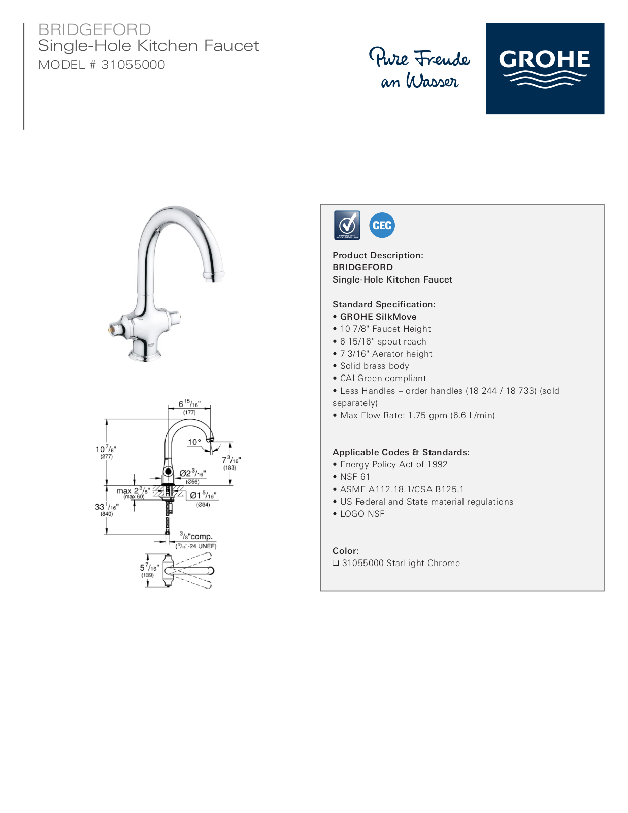 GROHE GRH3326 Specifications - ManualMachine.com