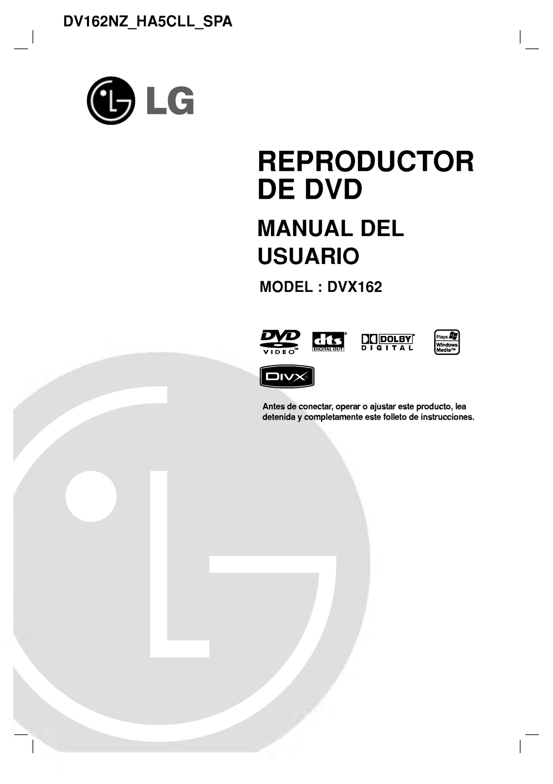 LG DV162NZ User Manual