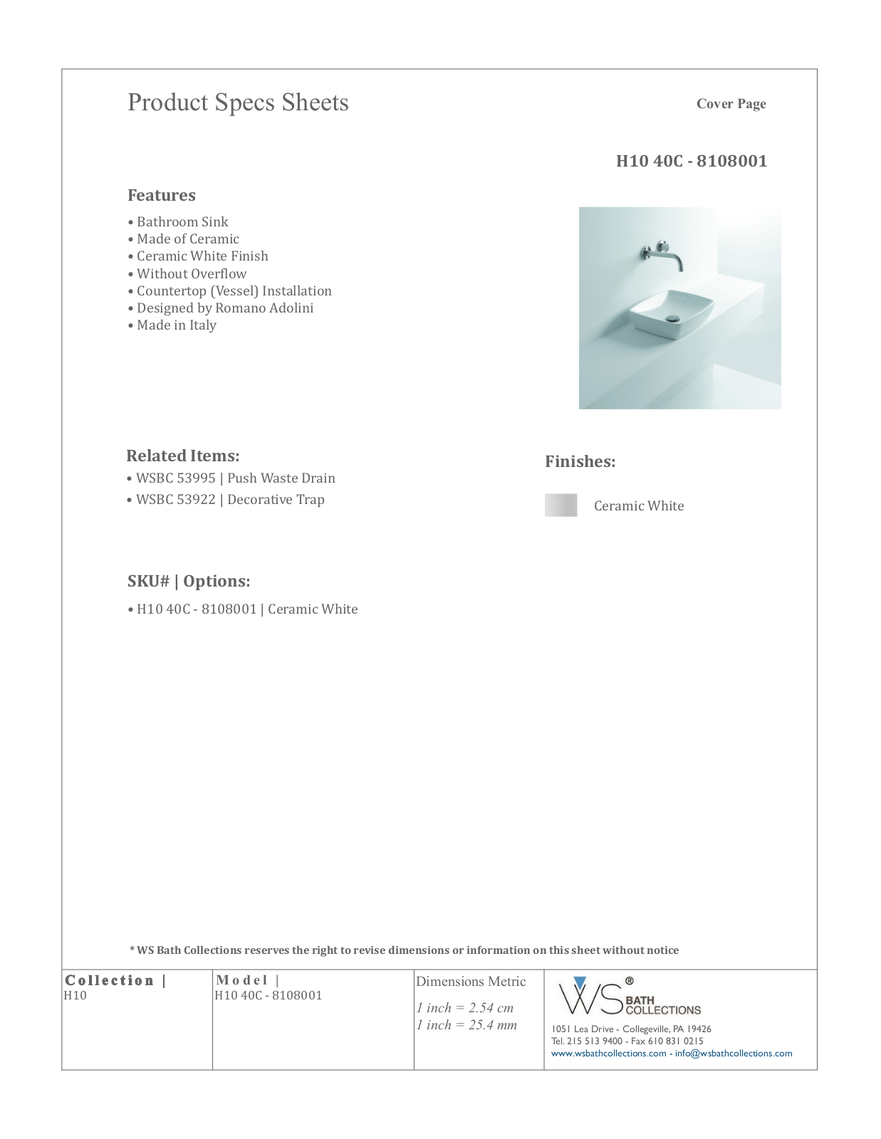 WS Bath Collections WSO3270 Specifications - ManualMachine.com