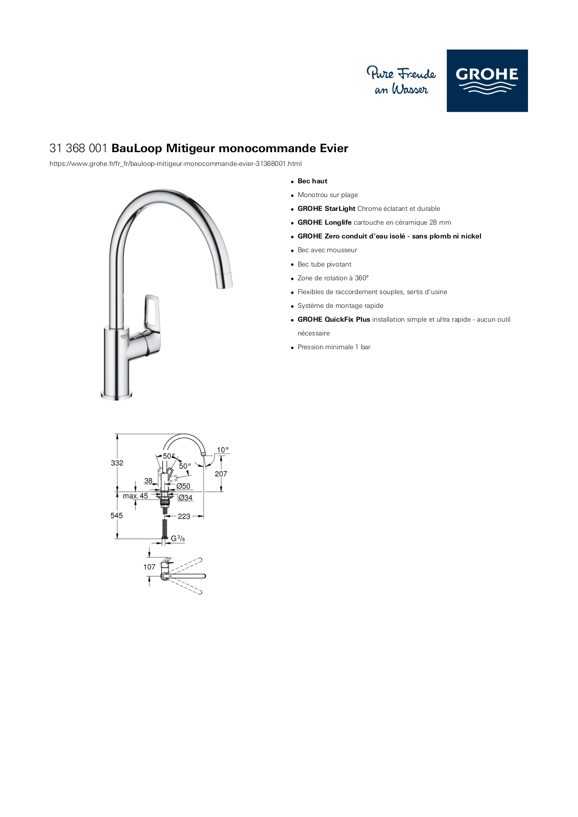 Grohe 31368001 Specification - ManualMachine.com