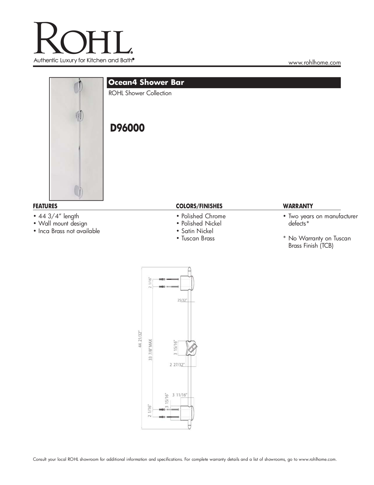 Rohl D96000TCB User Manual