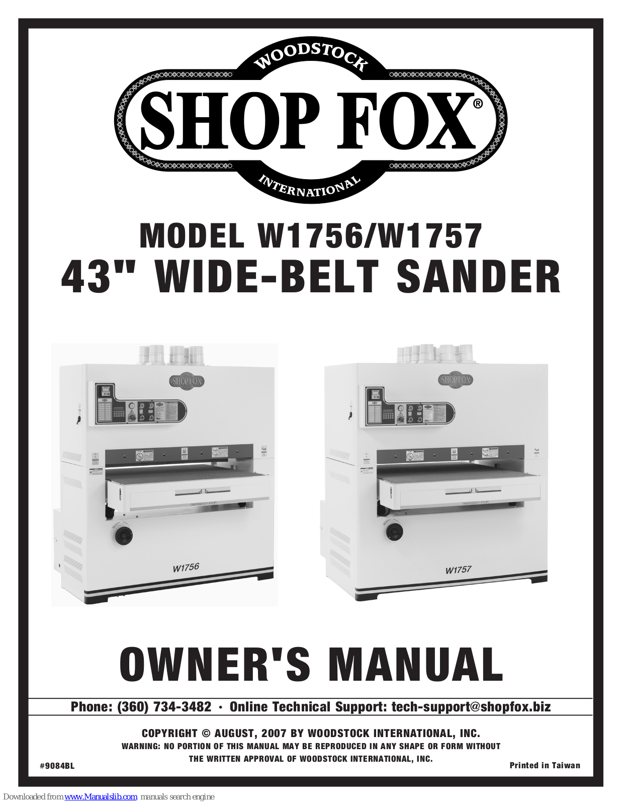 Shop fox W1756,SHOP FOX W1757,W1756,W1757 Owner's Manual