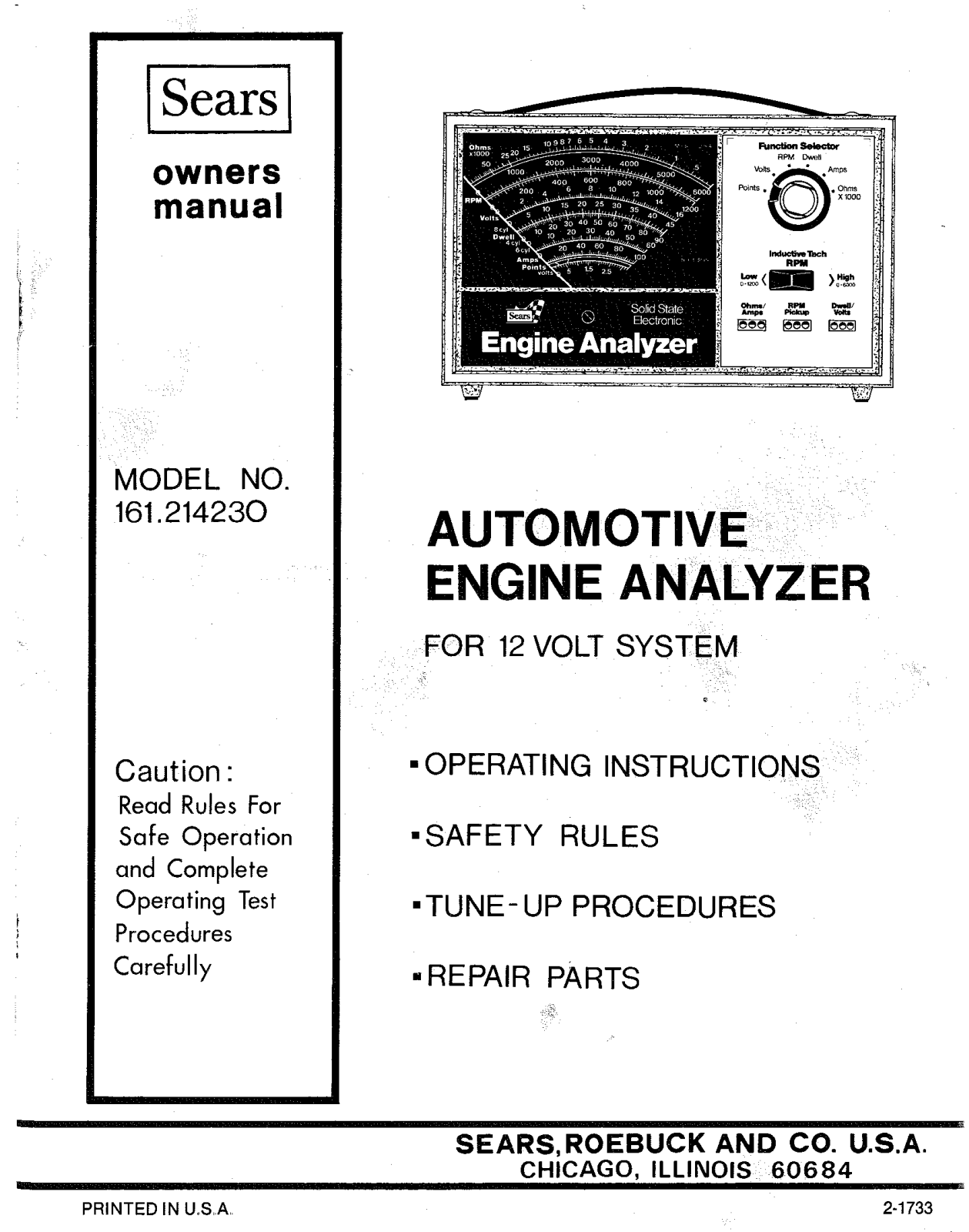 Sears 161.214230 User Manual