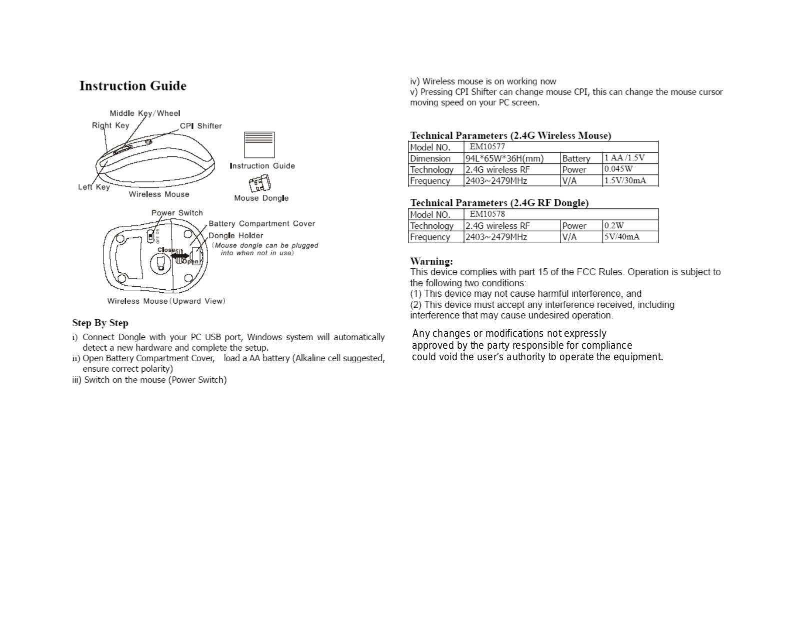 Cadent EM10578 Users Manual