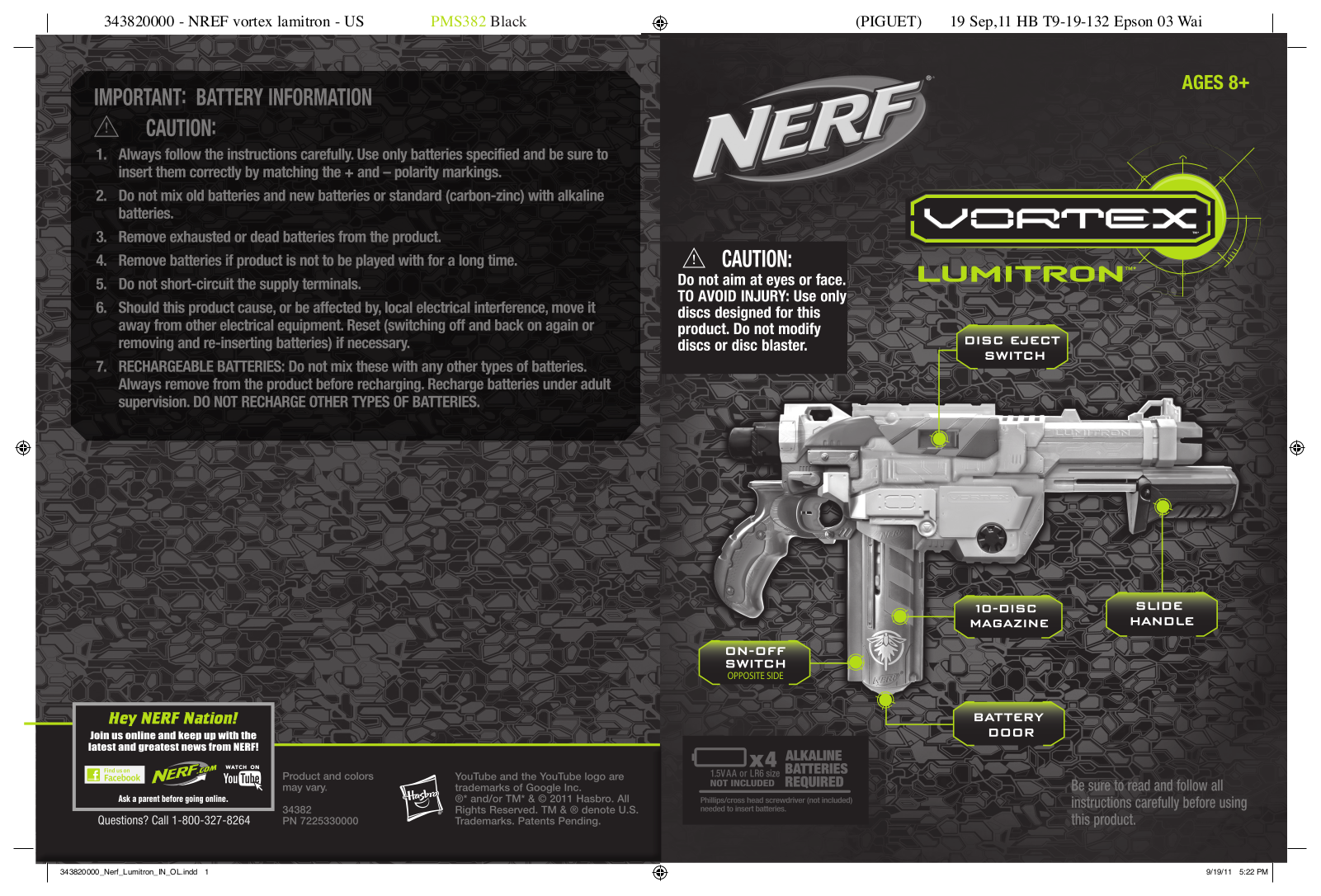 HASBRO Nerf Vortex Lumitron User Manual