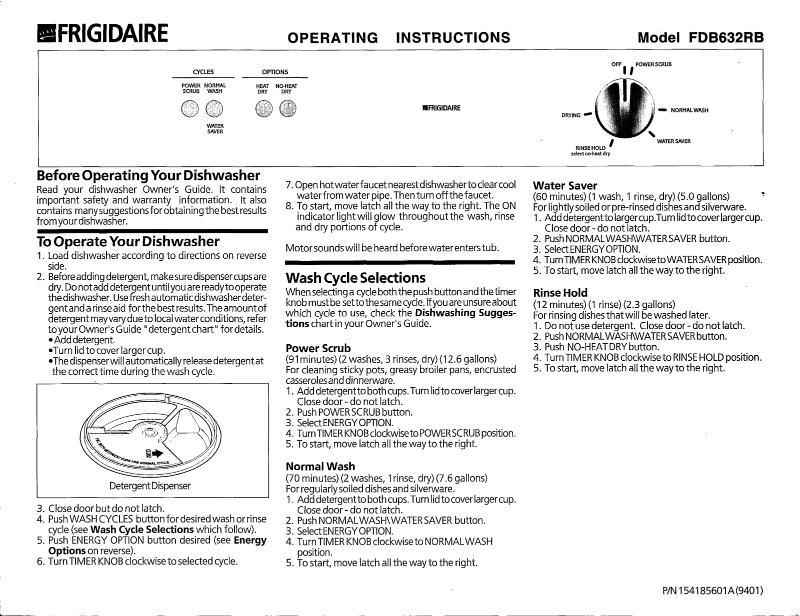 Frigidaire FDB632RB Owner's Guide