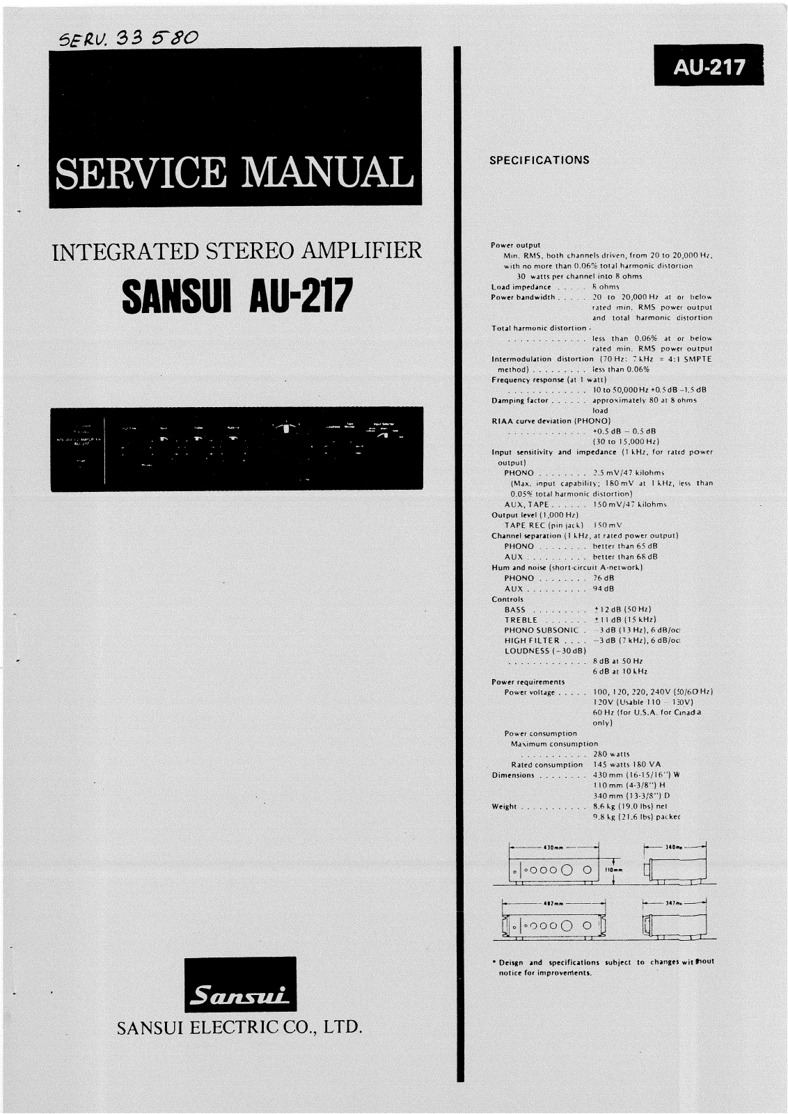 Sansui AU-217 Service manual