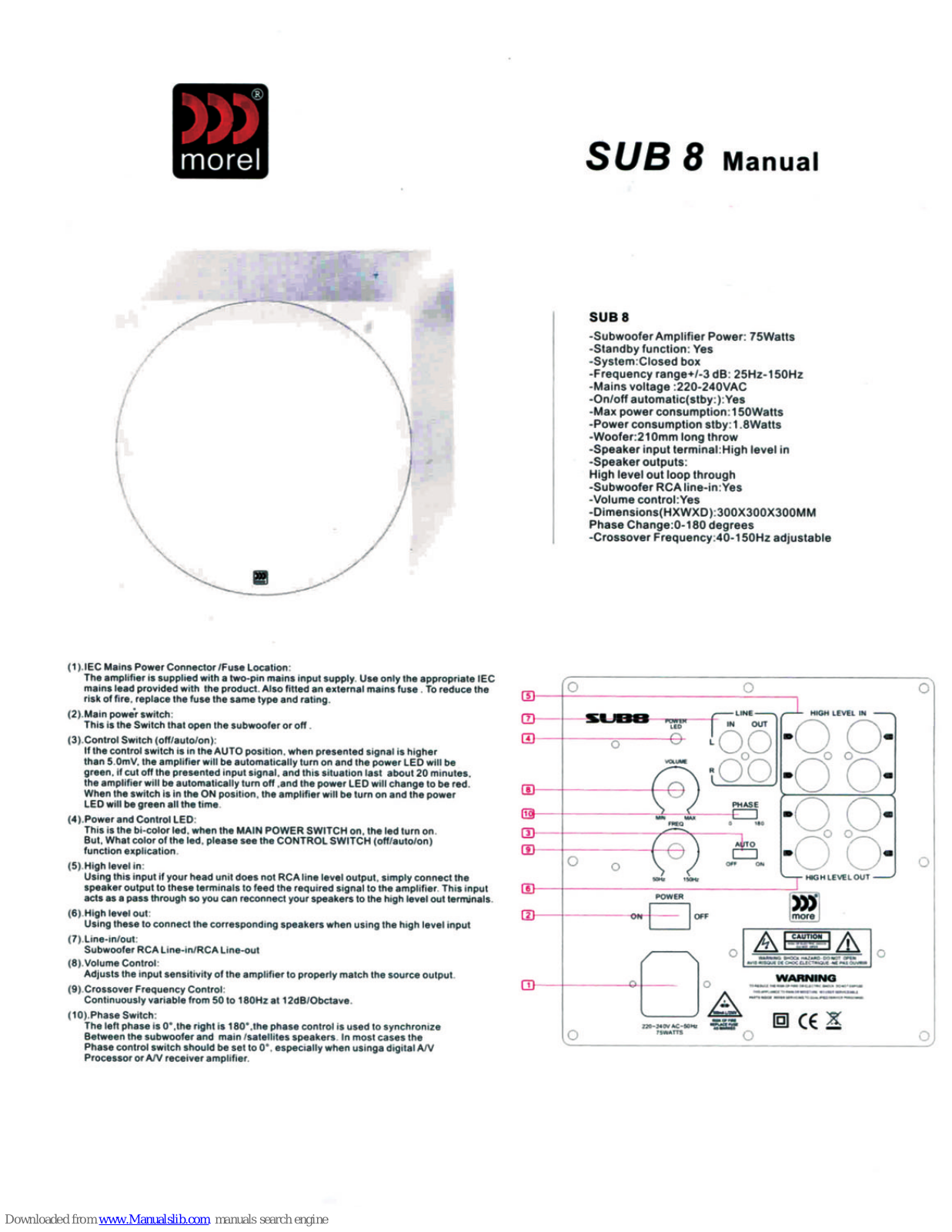 Morel Sub 8 USER MANUAL - ManualMachine.com