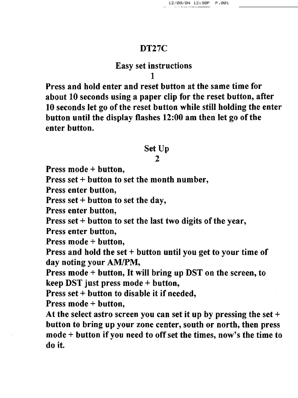 Intermatic DT27 User Manual