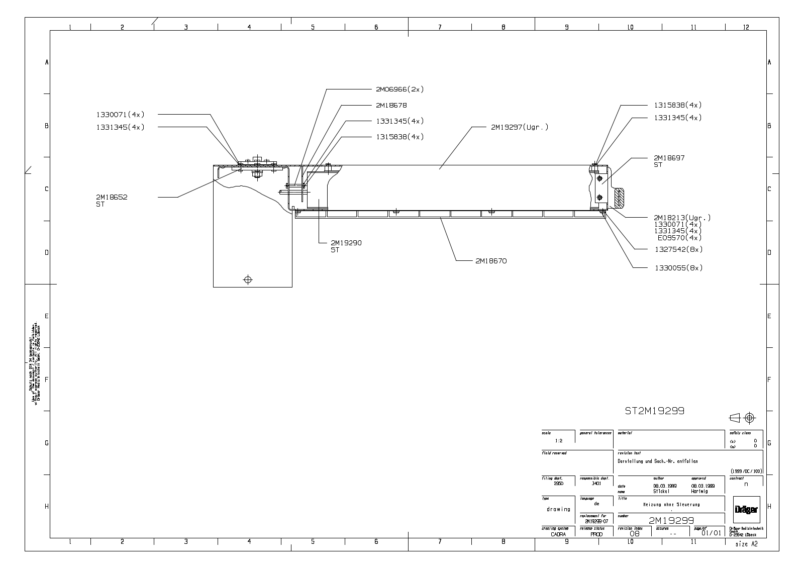 Drager 8000 Drawing diagram