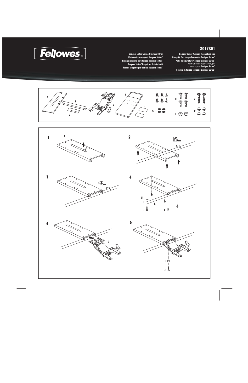 Fellowes Designer Suites Compact Keyboard Tray User Manual